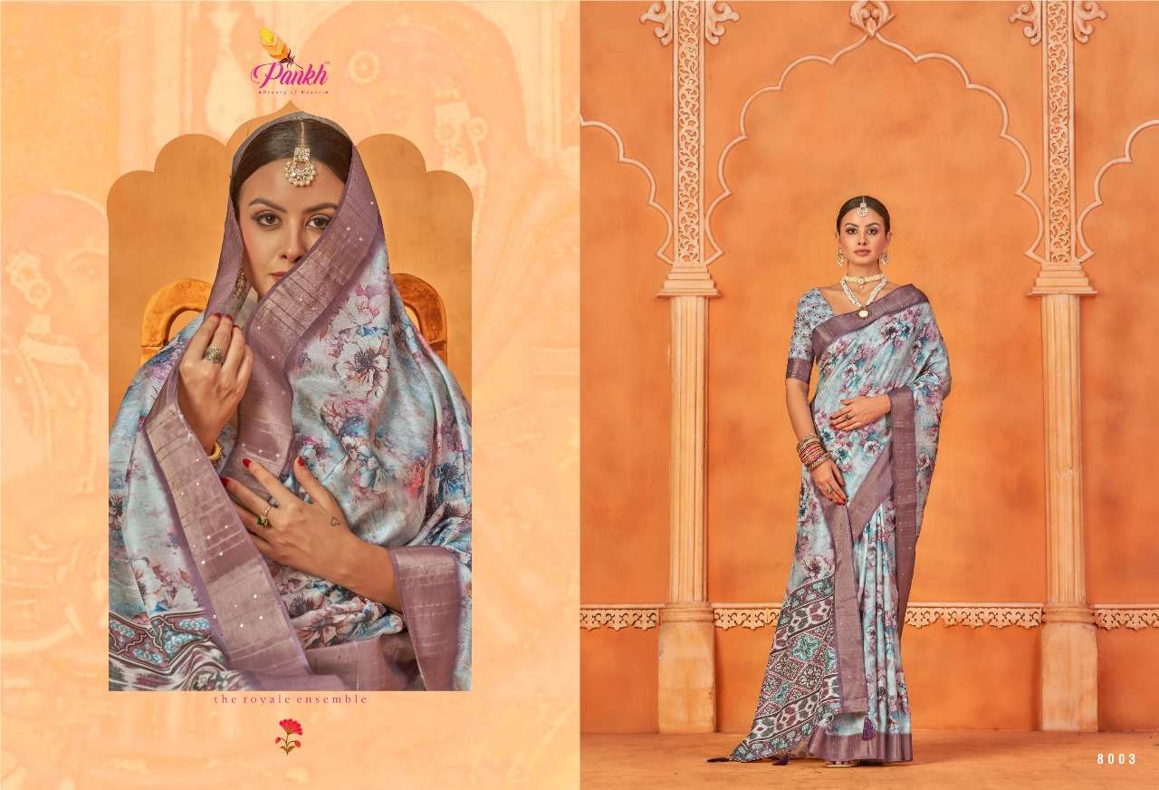 pink lotus pankh sakhi gotta silk innovative look saree catalog