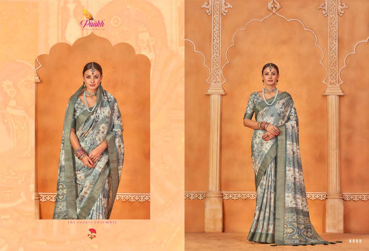 pink lotus pankh sakhi gotta silk innovative look saree catalog