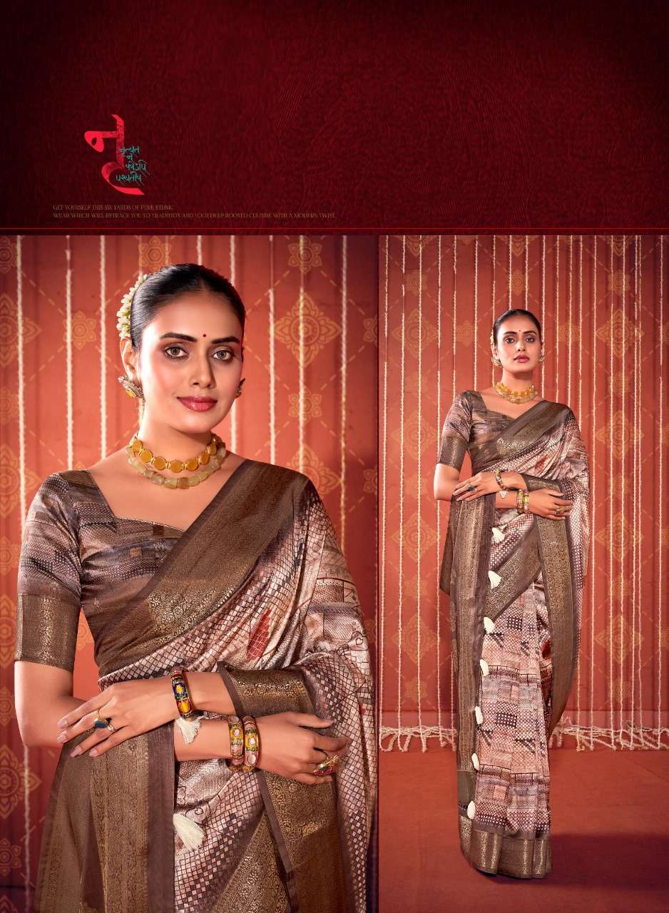 pink lotus pankh swastik digital print exclusive look saree catalog