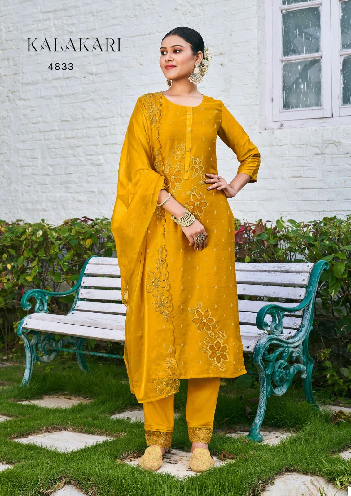 rangoon kalakari viscose jaquard beautiful look kurti pant with dupatta catalog