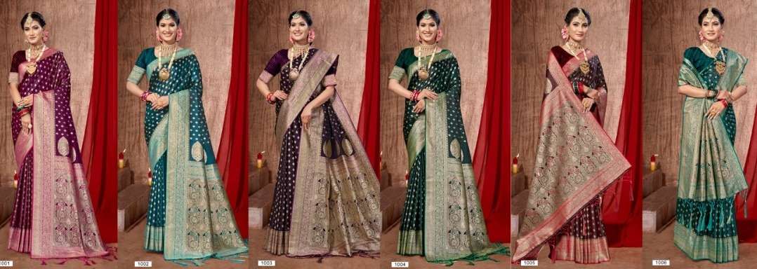 sangam prints lavisha silk banarsi silk beautiful look saree catalog