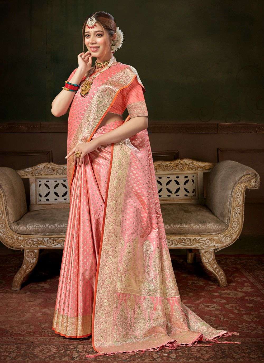 sangam prints manpasand banarasi silk beautiful look saree catalog