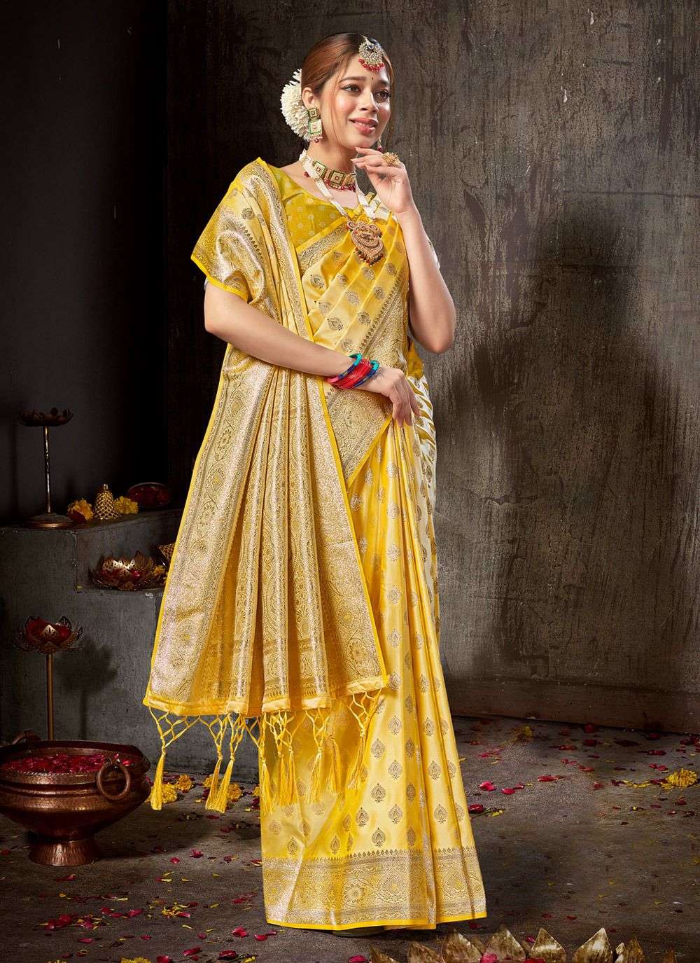 sangam prints rishta banarsi silk regal look saree catalog