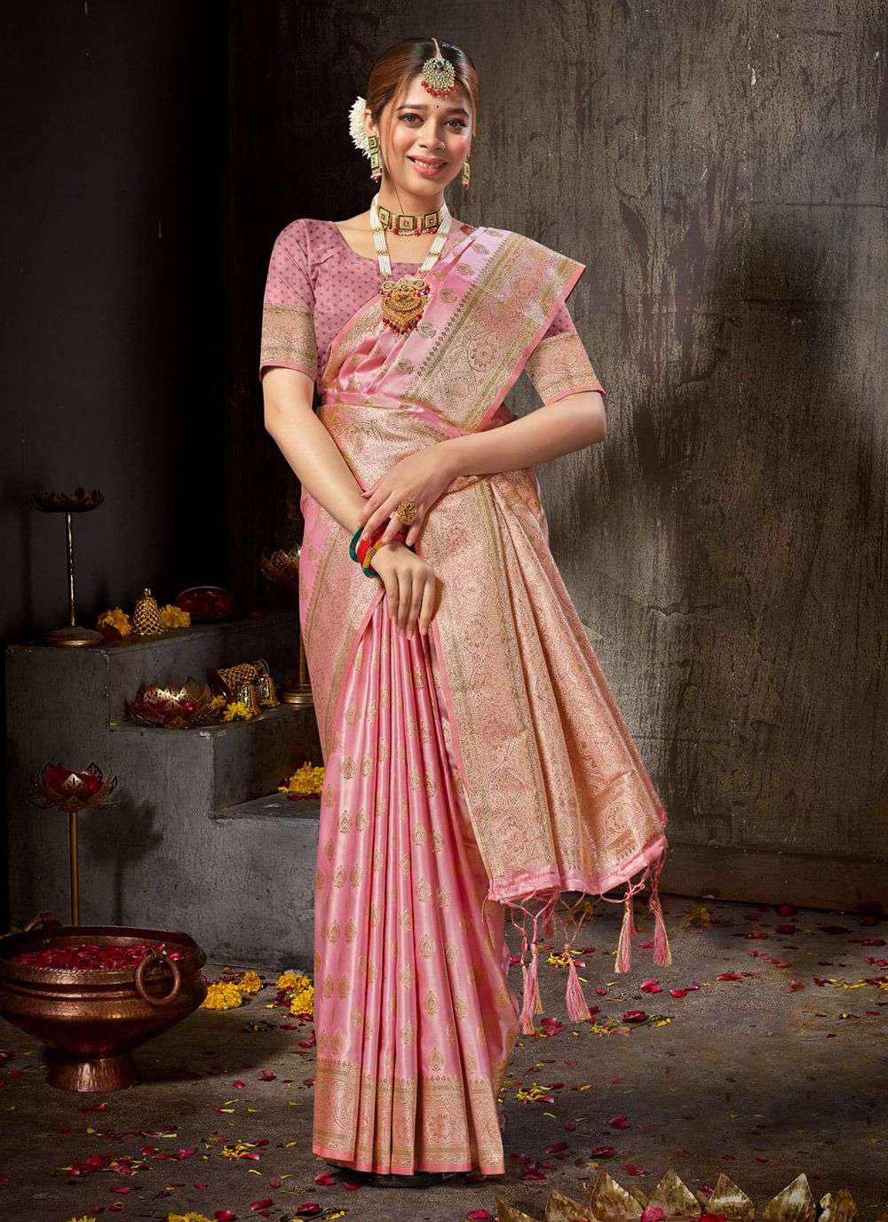 sangam prints rishta banarsi silk regal look saree catalog