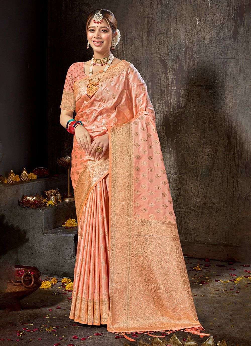 sangam prints rishta banarsi silk regal look saree catalog