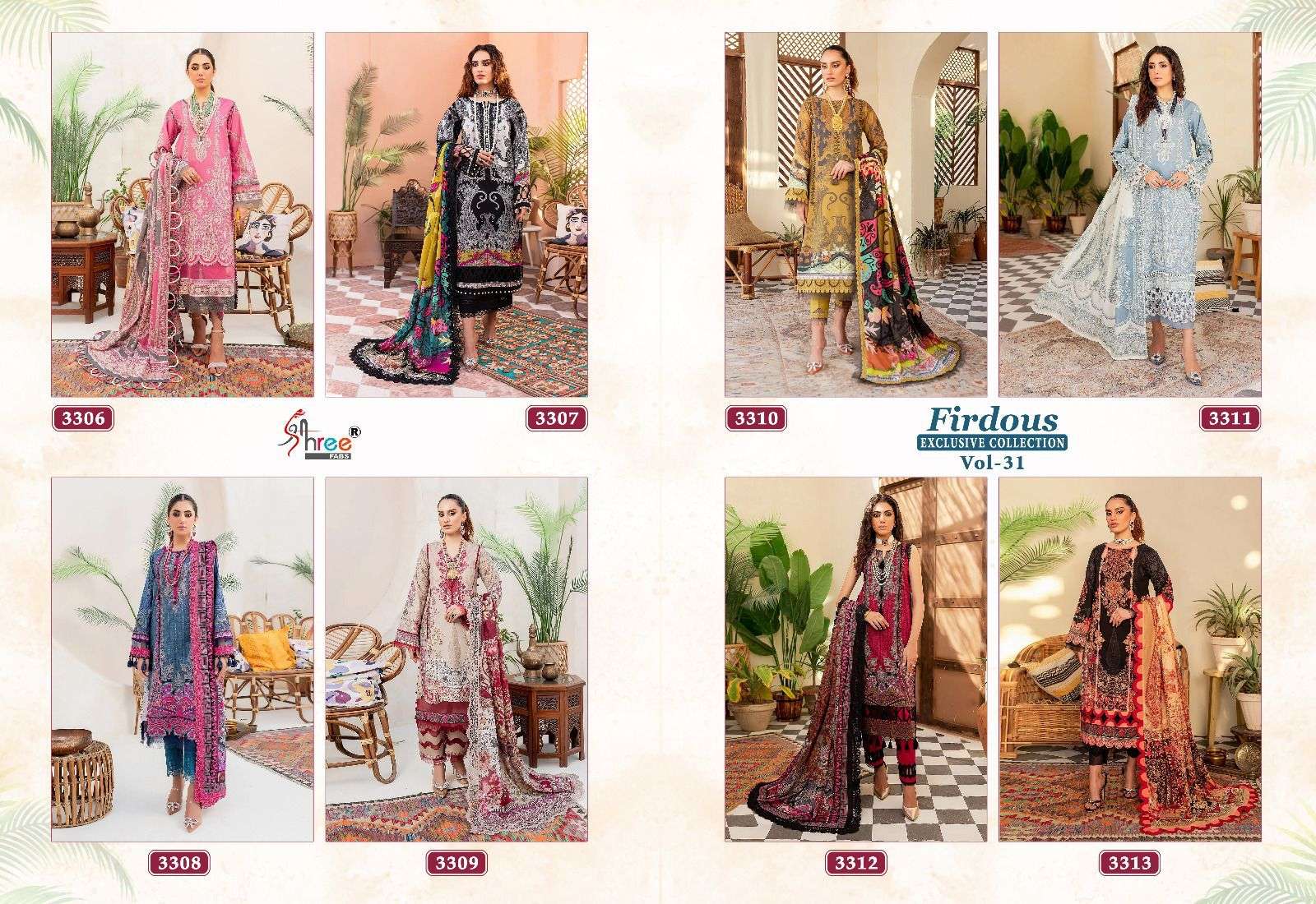 shree fabs firdous exclusive collection vol 31 cotton beautiful look salwar suit shiffon dupatta catalog