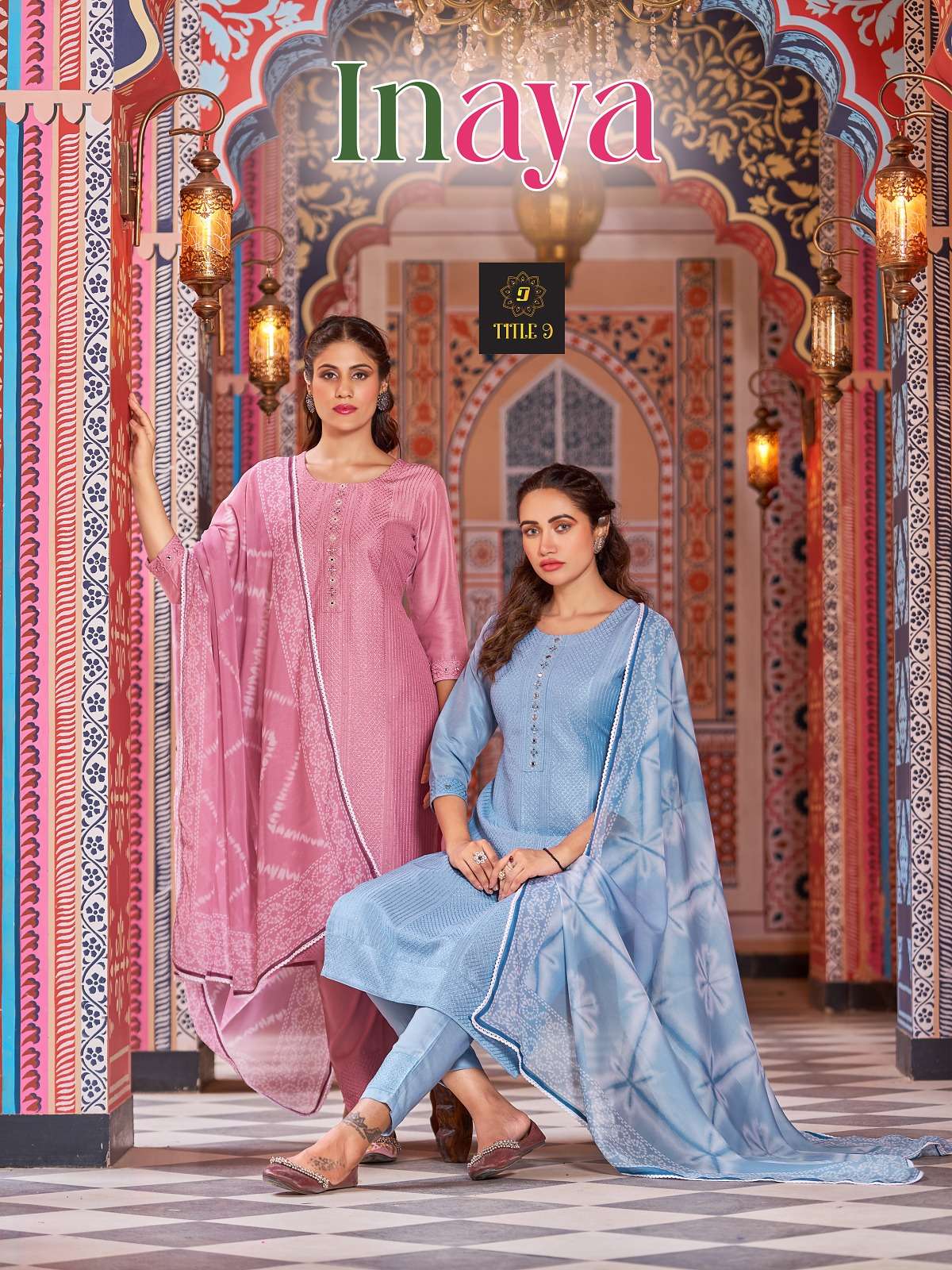 title 9 inaya rasian silk innovative look kurti pant with dupatta catalog