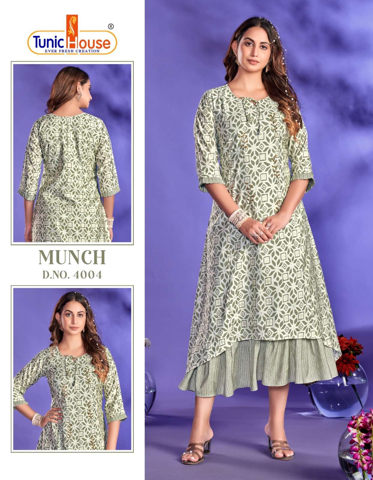 tunic house munch muslin regal look kurti size set