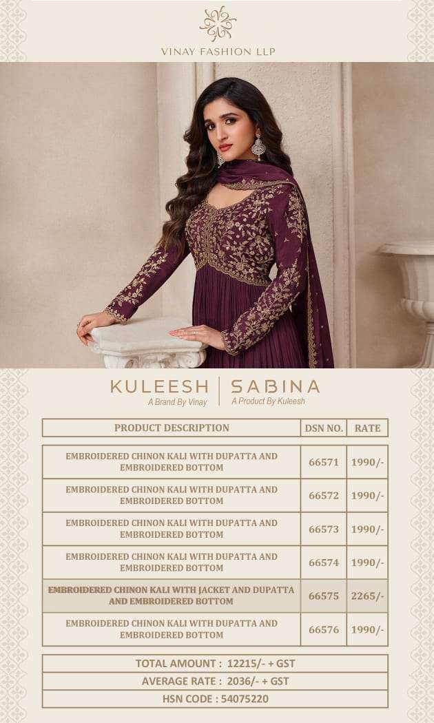 vinay fashion kuleesh sabina chinon decent embroidery look salwar suit catalog