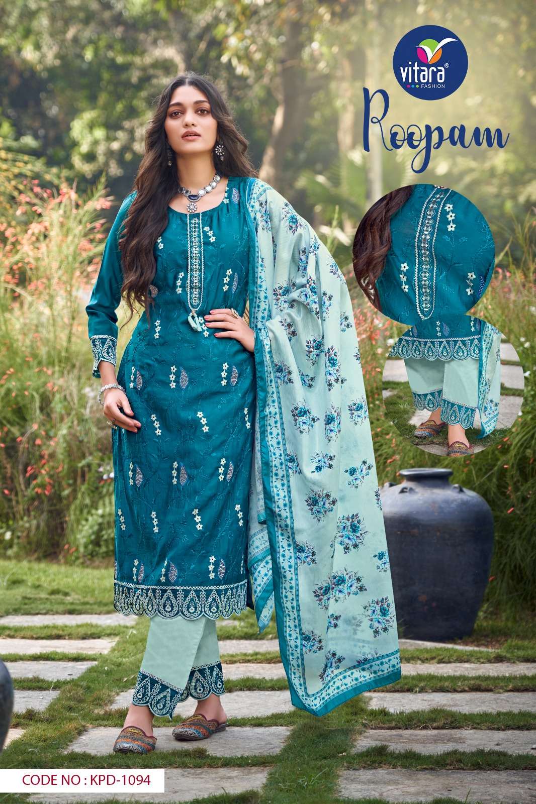 vitara fashion rupam roman silk elegant top bottom with dupatta catalog