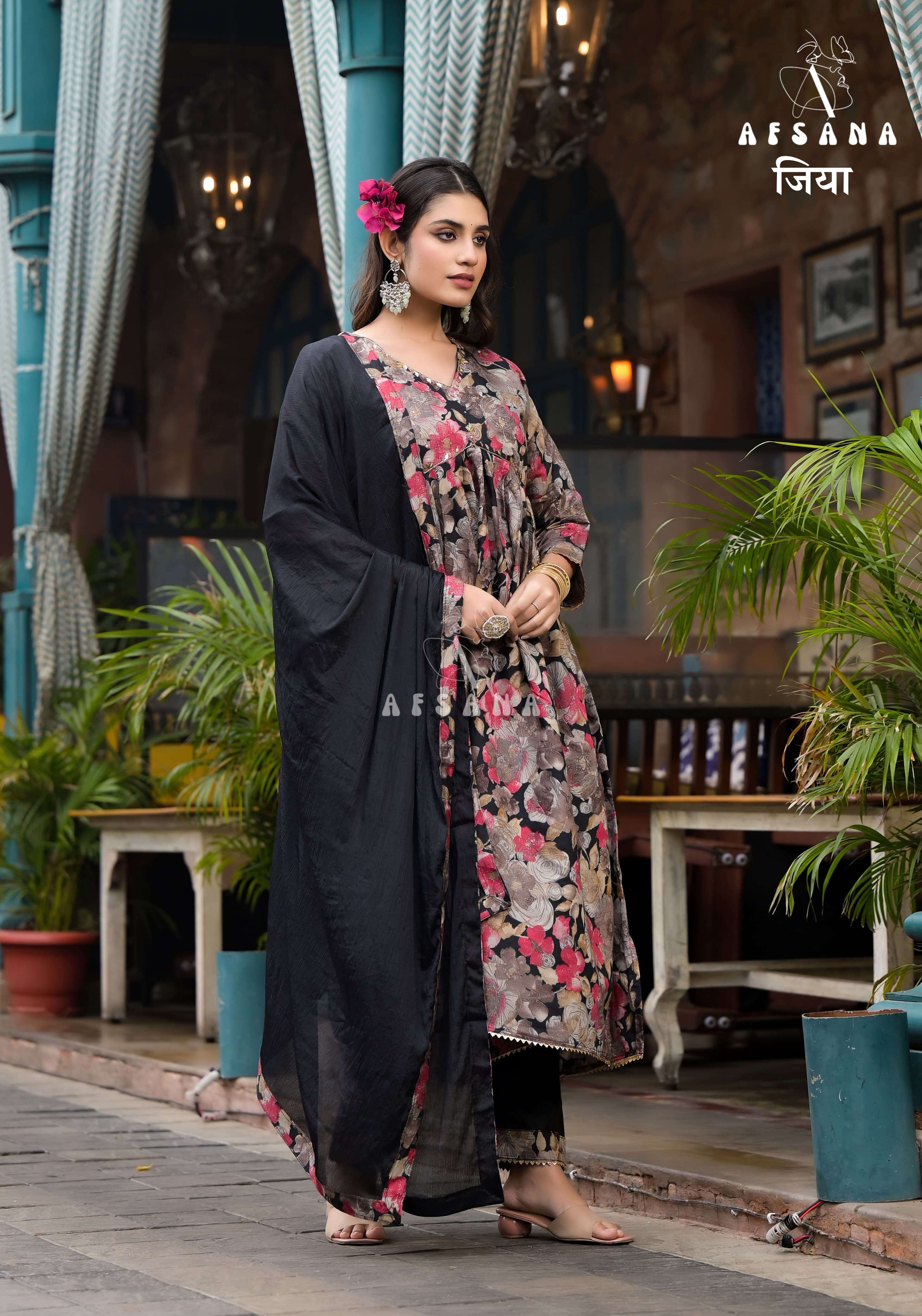 afsana jiya muslin exclusive print top bottam with dupatta catalog