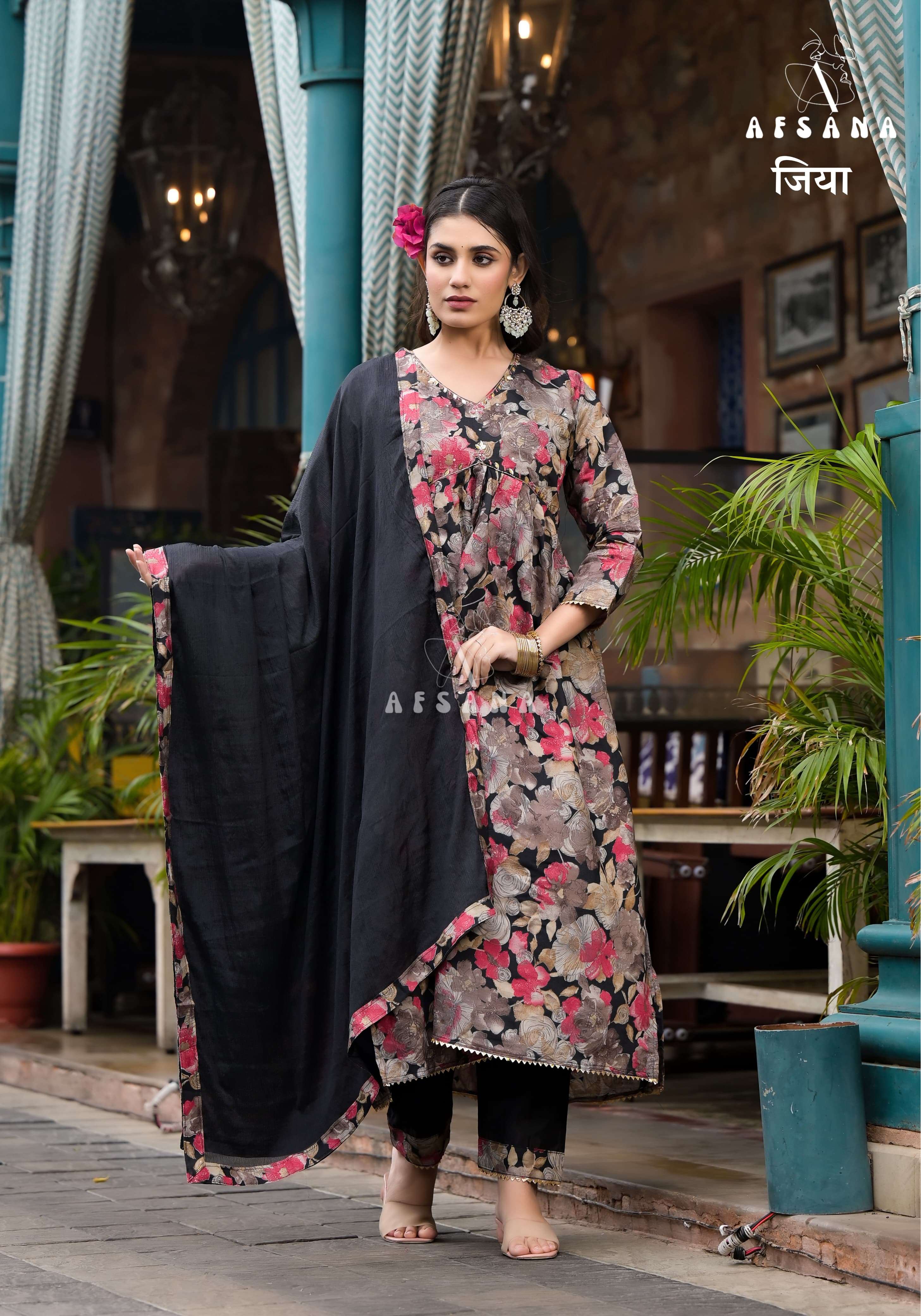 afsana jiya muslin exclusive print top bottam with dupatta catalog