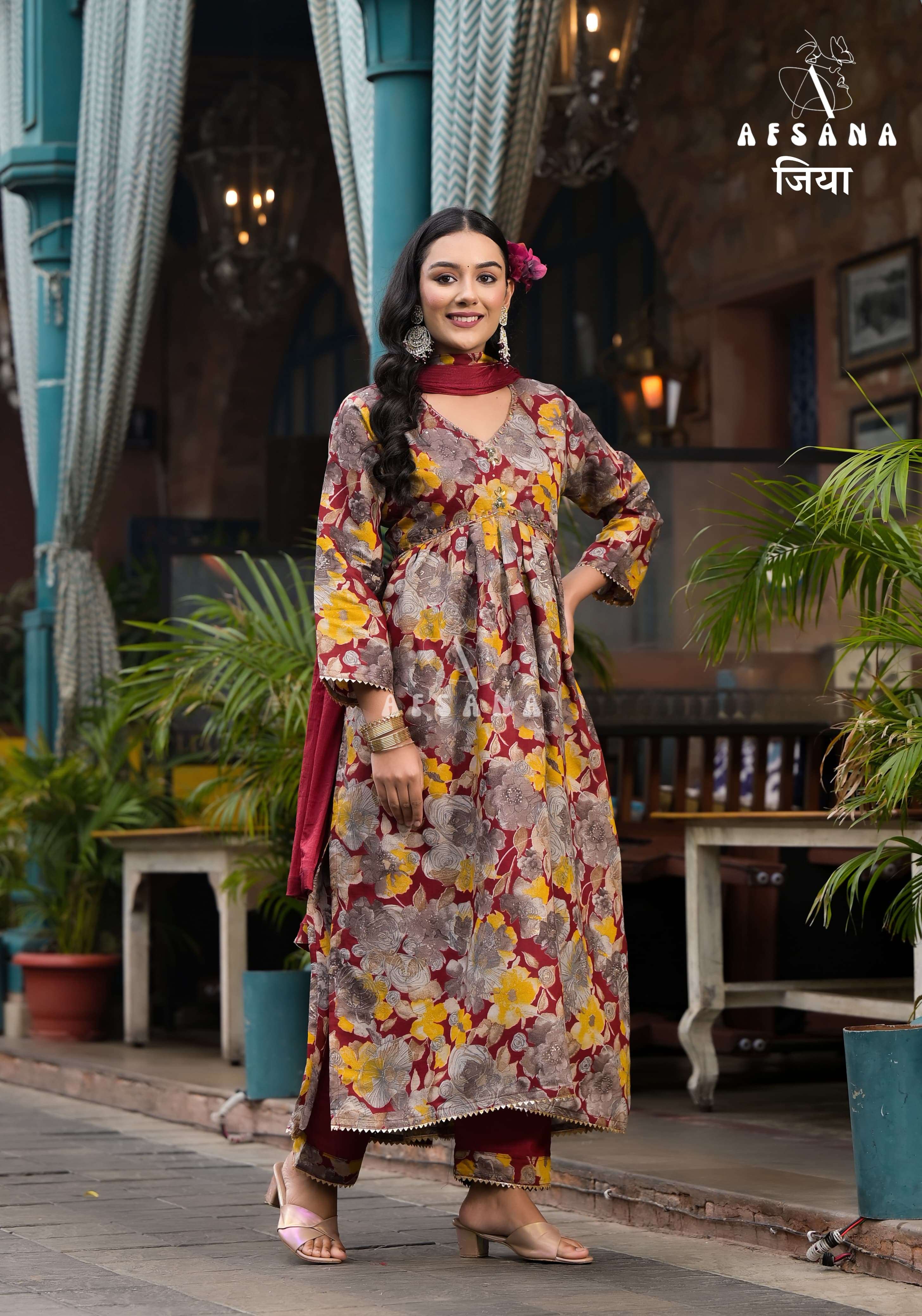 afsana jiya muslin exclusive print top bottam with dupatta catalog