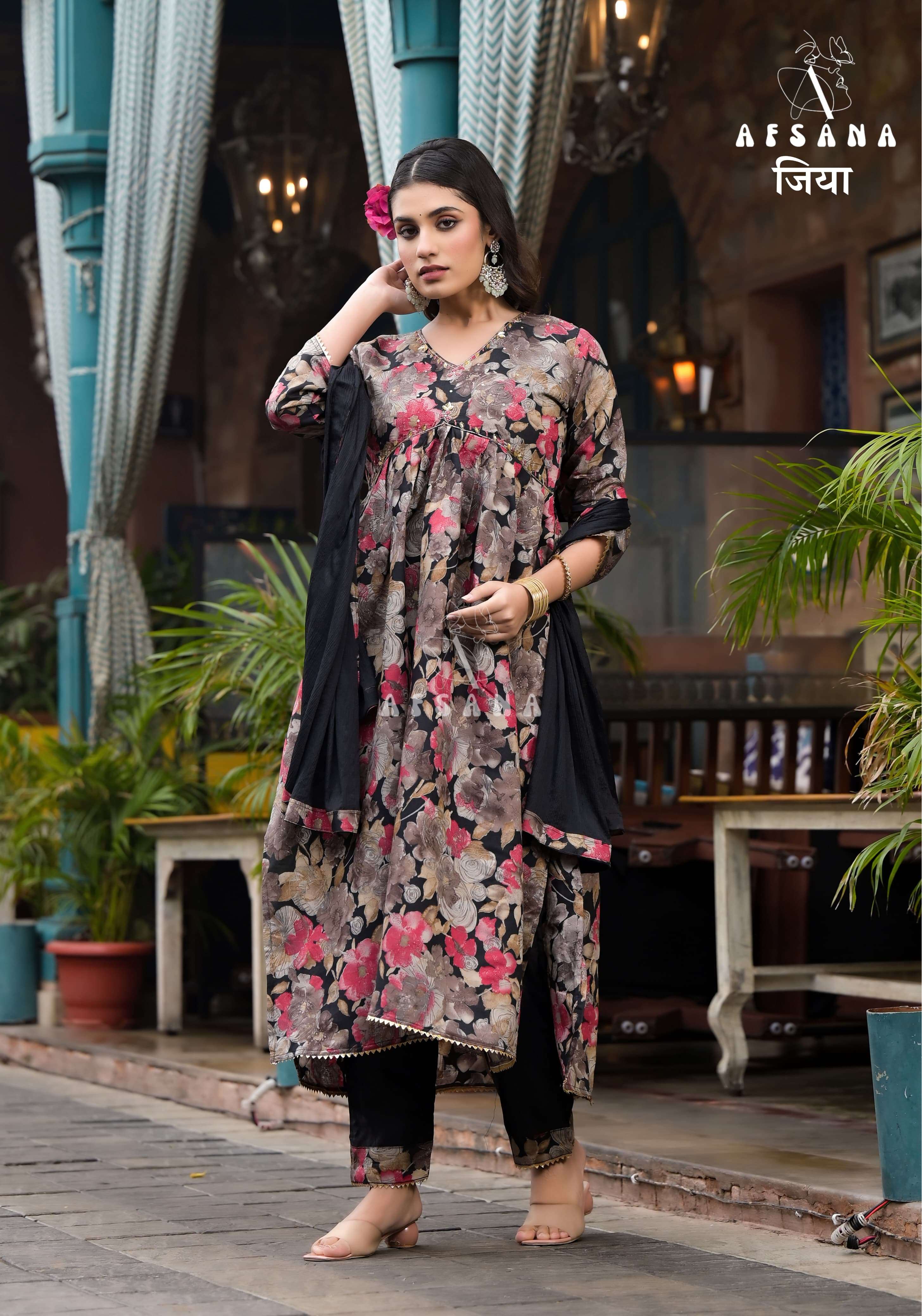 afsana jiya muslin exclusive print top bottam with dupatta catalog