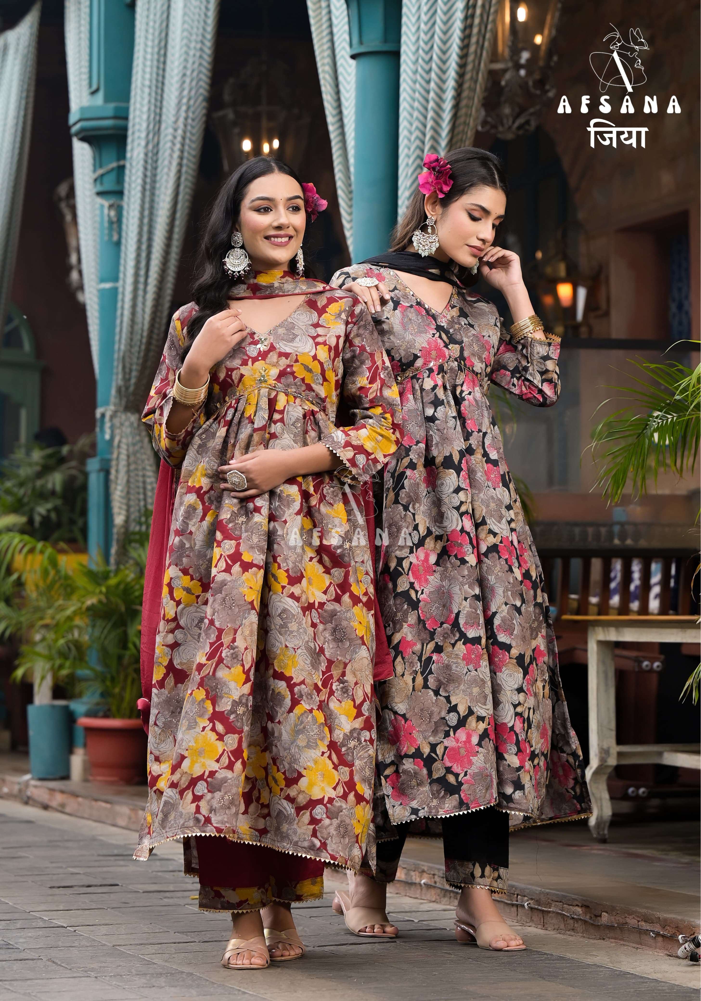 afsana jiya muslin exclusive print top bottam with dupatta catalog