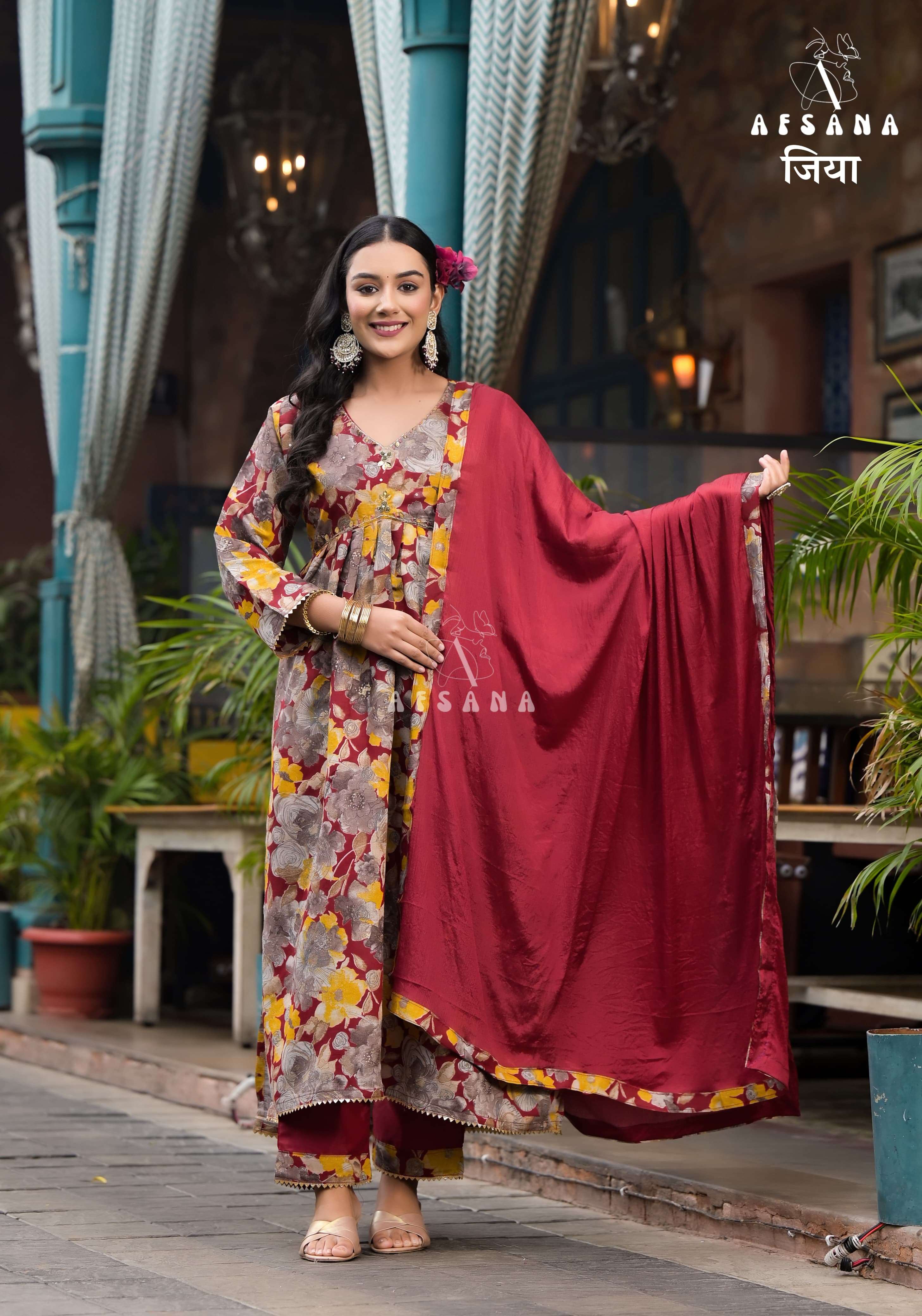 afsana jiya muslin exclusive print top bottam with dupatta catalog