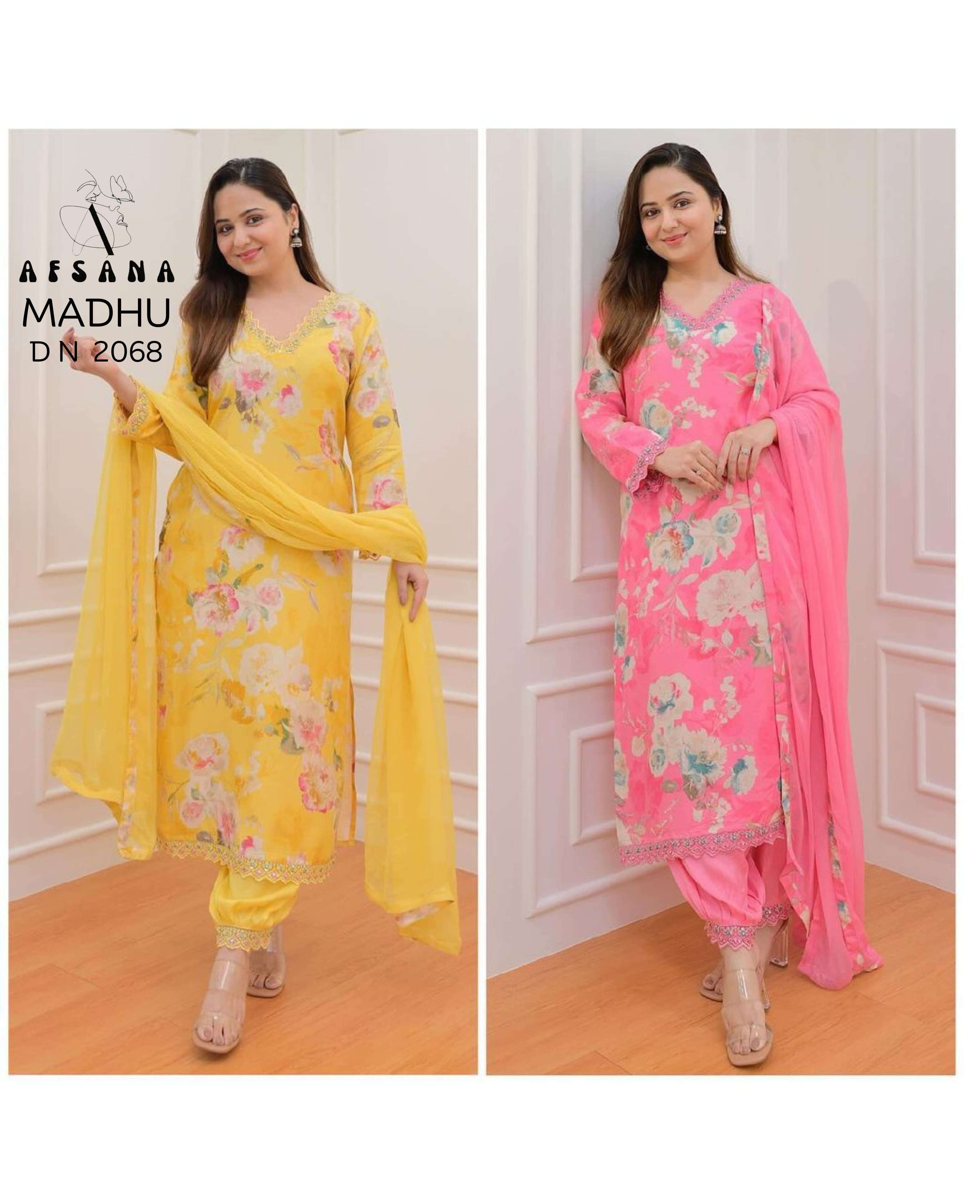 afsana madhuri 2 2068 muslin regal look top bottom with dupatta size set