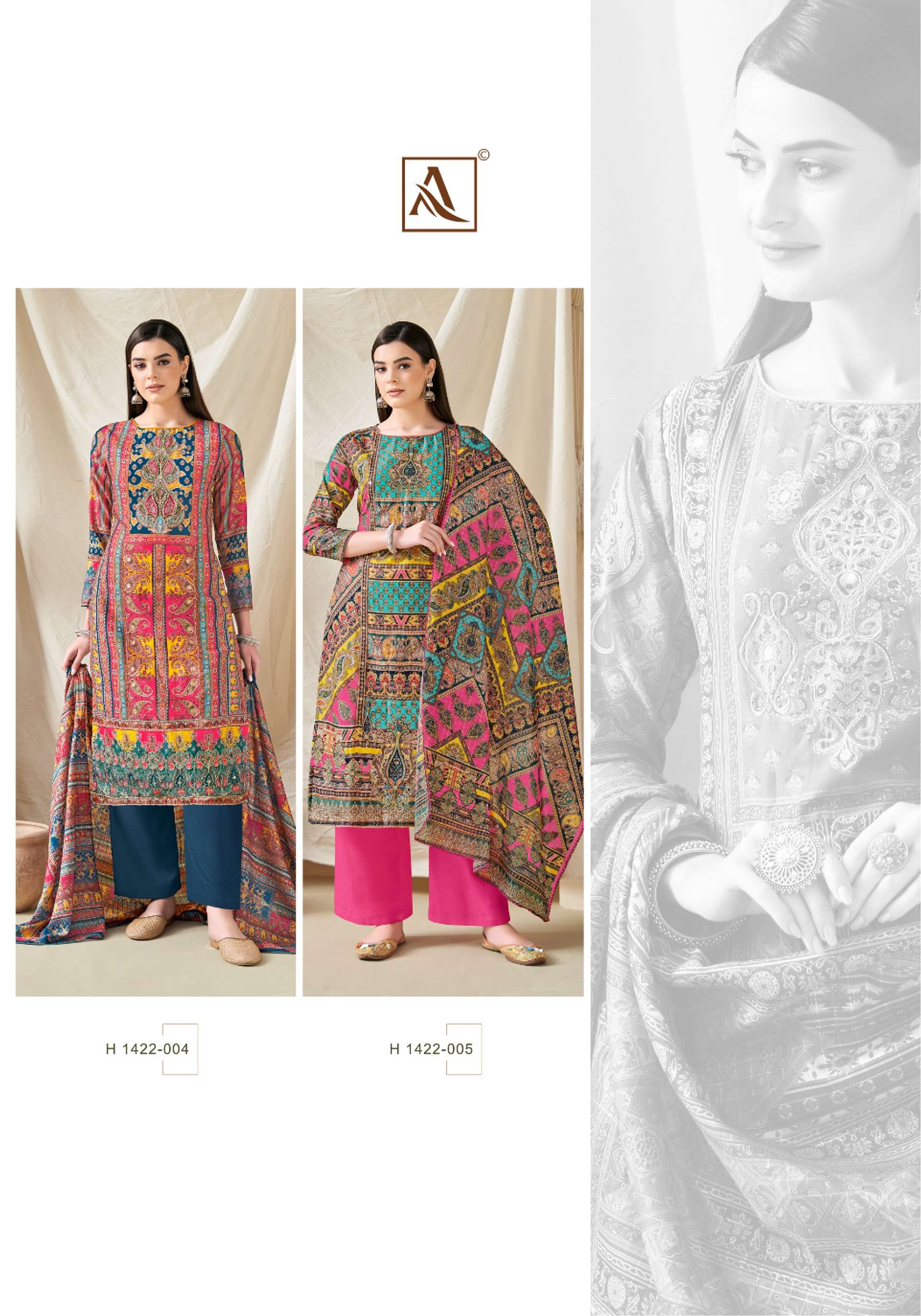 alok suit bella 5 pure muslin regal look salwar suit catalog