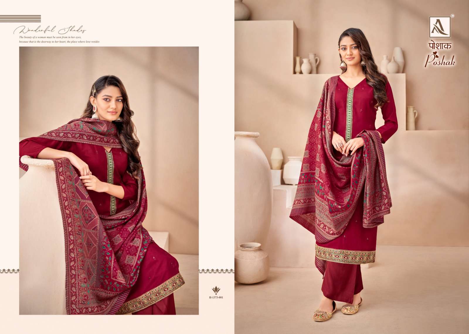 alok suit poshak viscose maslin decent embroidery look salwar suit catalog