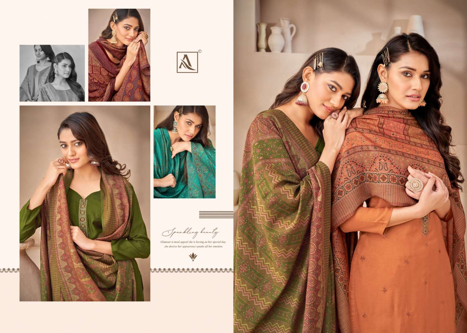 alok suit poshak viscose maslin decent embroidery look salwar suit catalog