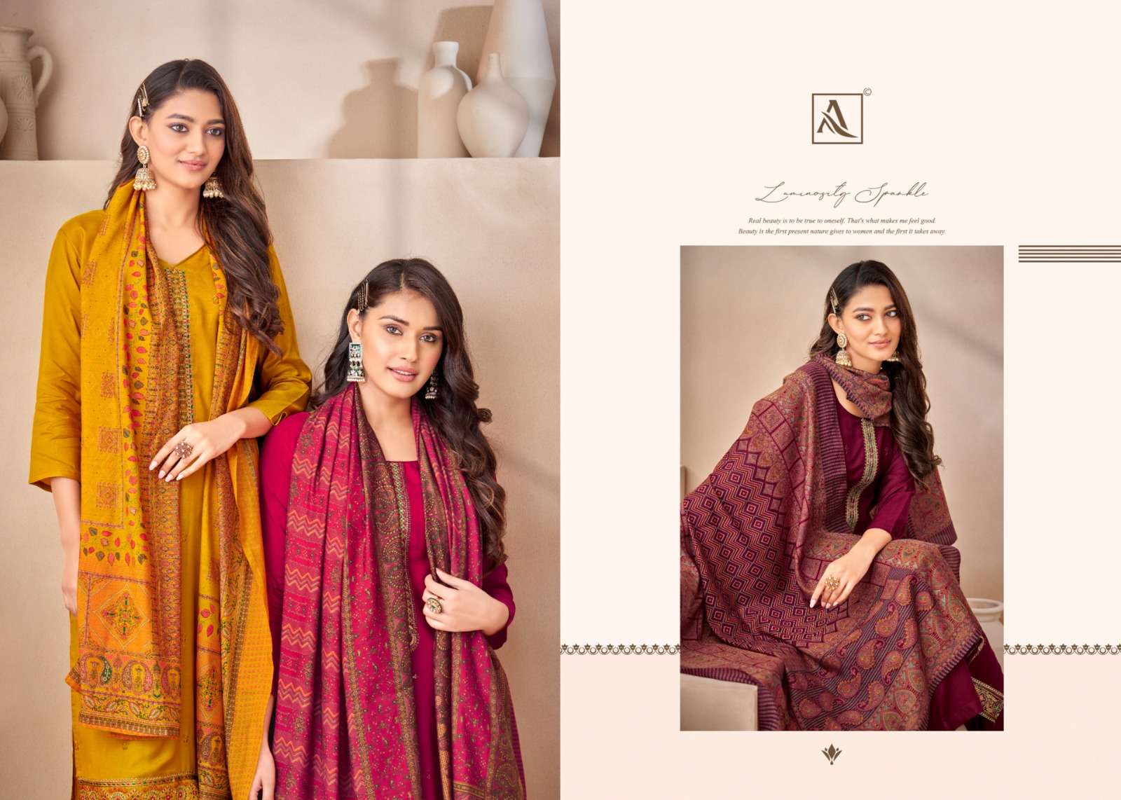 alok suit poshak viscose maslin decent embroidery look salwar suit catalog