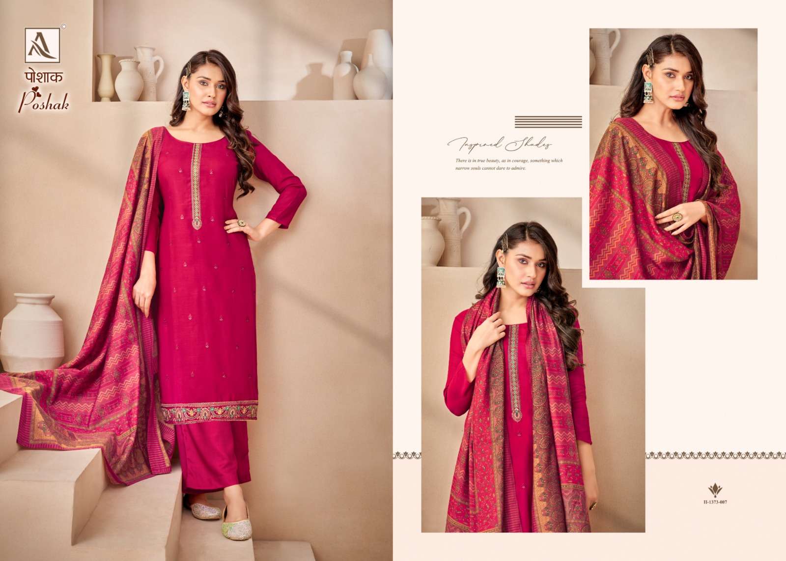 alok suit poshak viscose maslin decent embroidery look salwar suit catalog