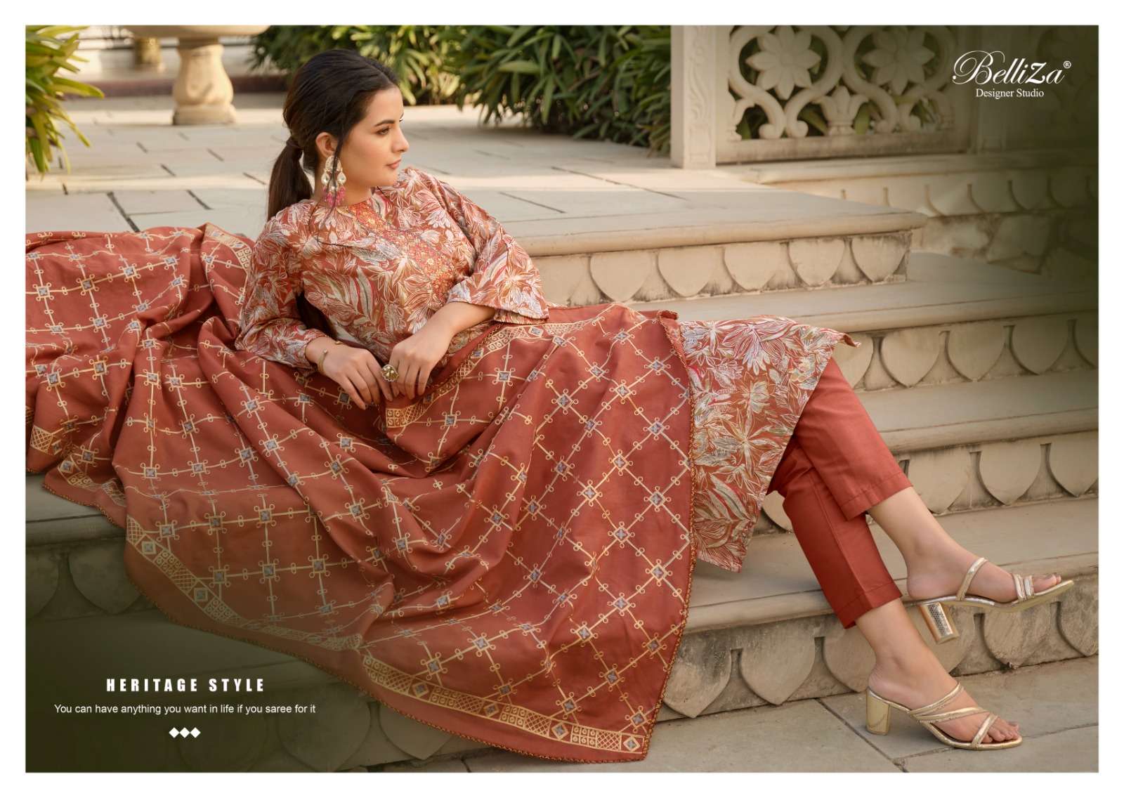 belliza designer studio sophia blossom cotton exclusive print salwar suit catalog