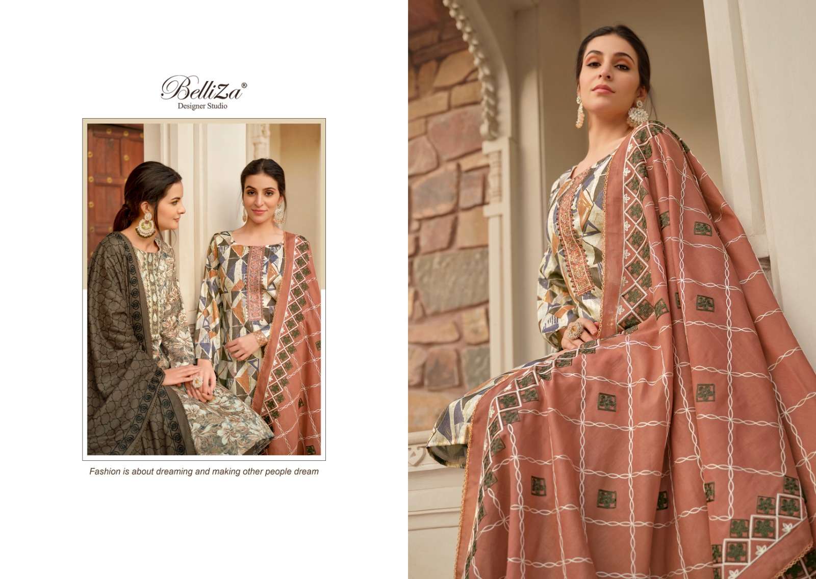 belliza designer studio sophia blossom cotton exclusive print salwar suit catalog