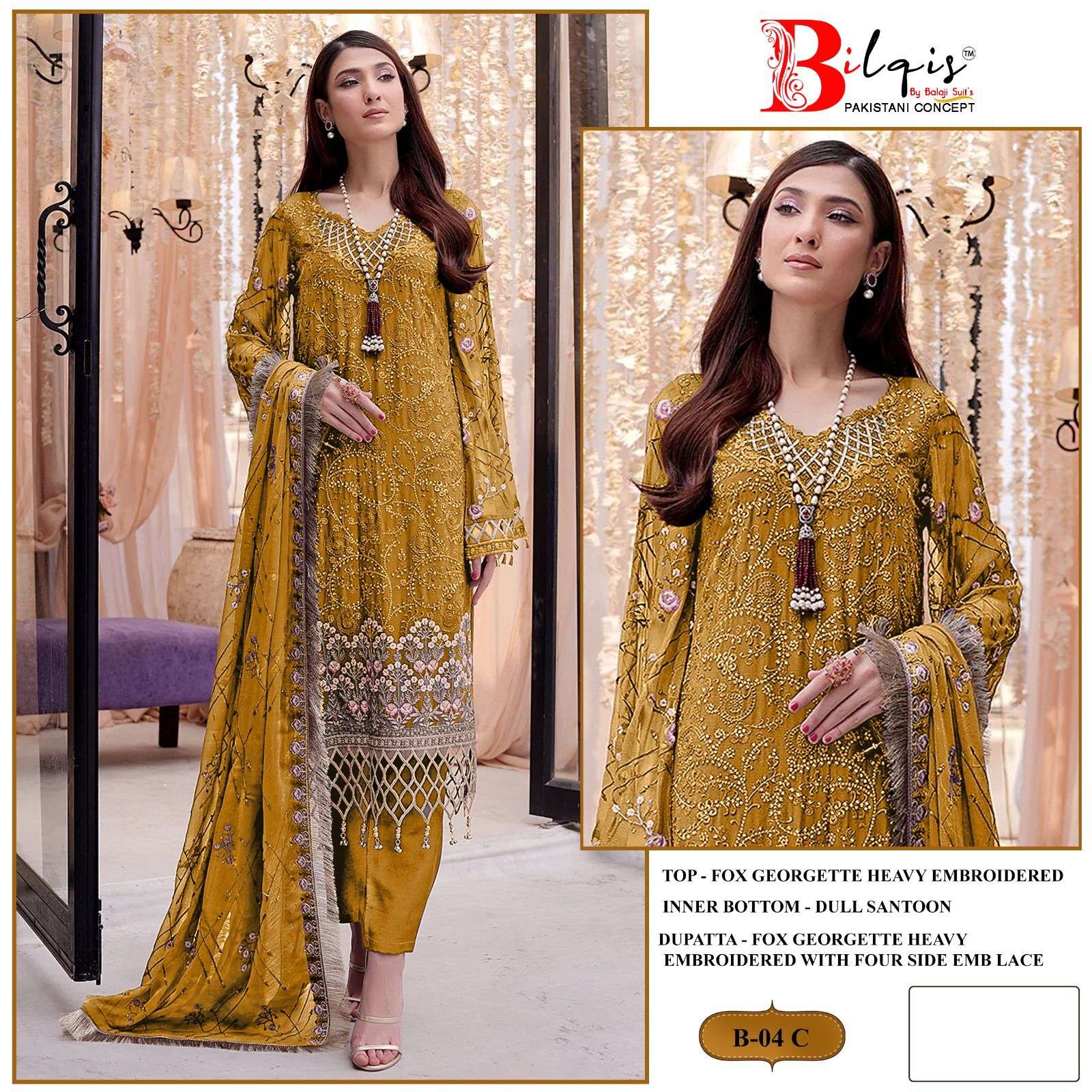 bilqistm d no b 04 a to d  fox georgette elegant salwar suit catlog