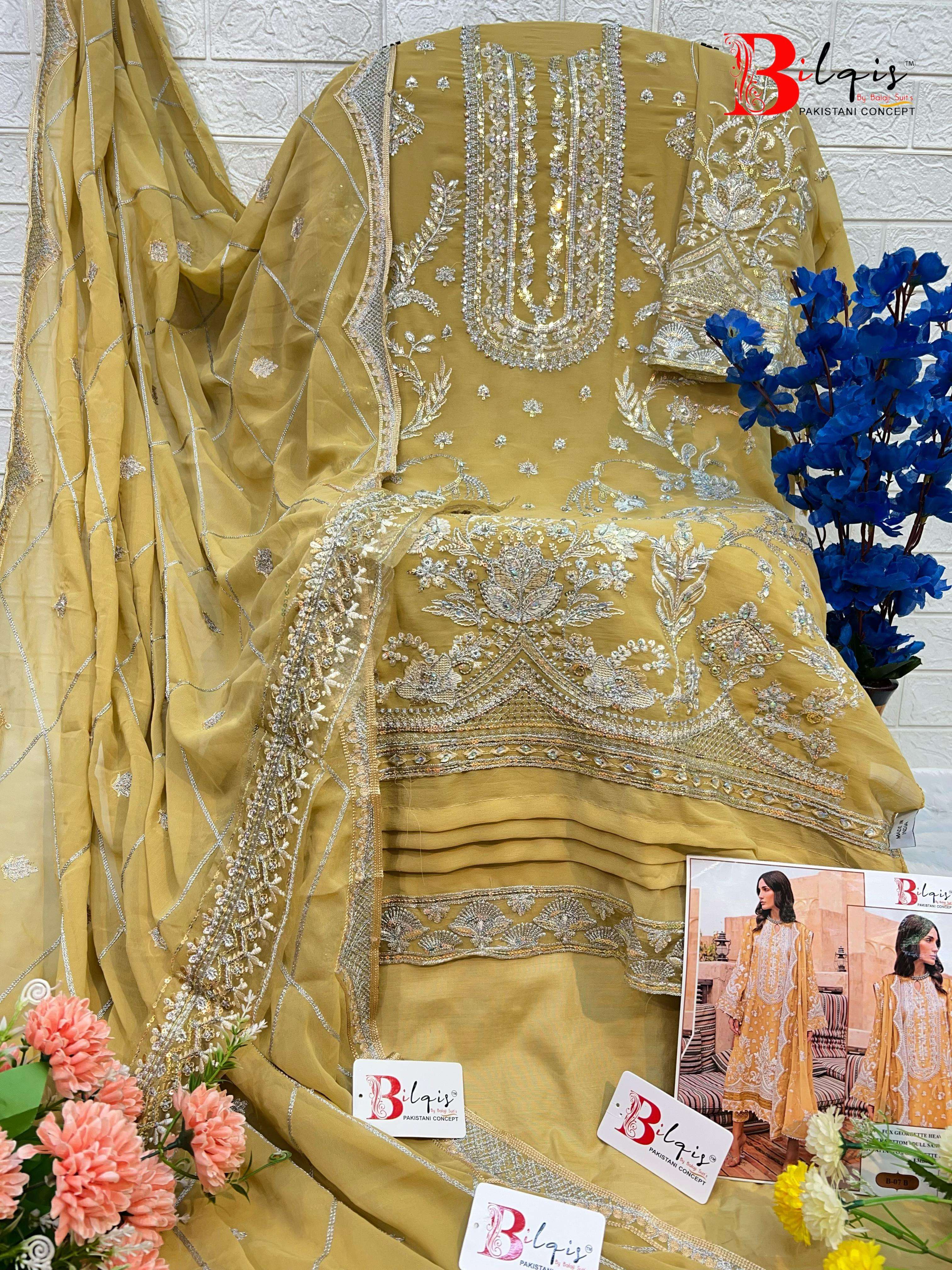 bilqistm d no b 7 a to d  fox georgette elegant salwar suit catlog