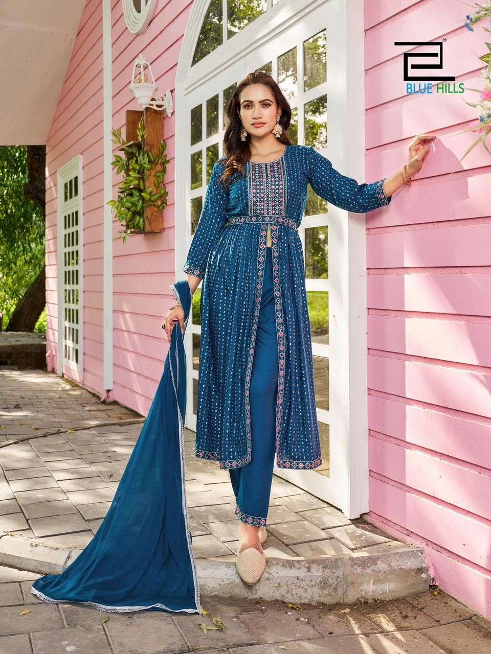 blue hills fashion reel rayon elegant top bottom with dupatta catalog