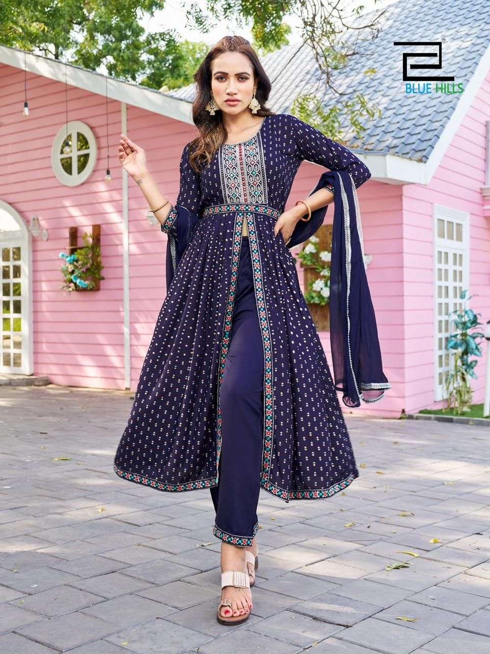 blue hills fashion reel rayon elegant top bottom with dupatta catalog