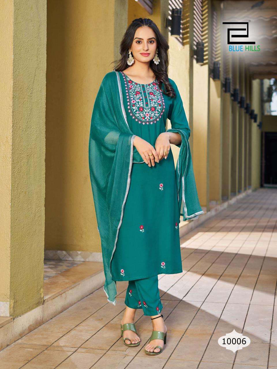 blue hills jannt rayon catchy  look top bottom with dupatta catalog