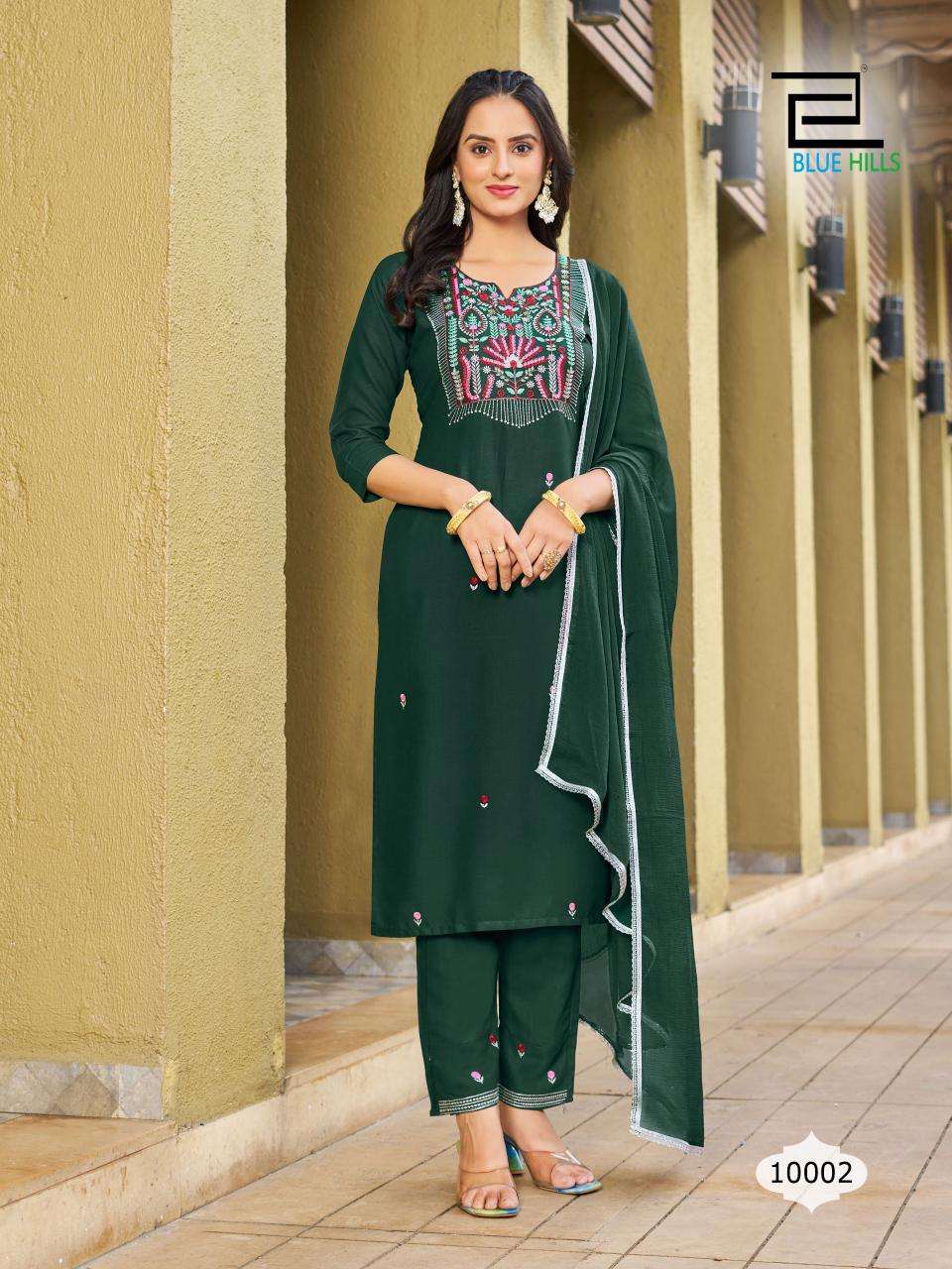 blue hills jannt rayon catchy  look top bottom with dupatta catalog