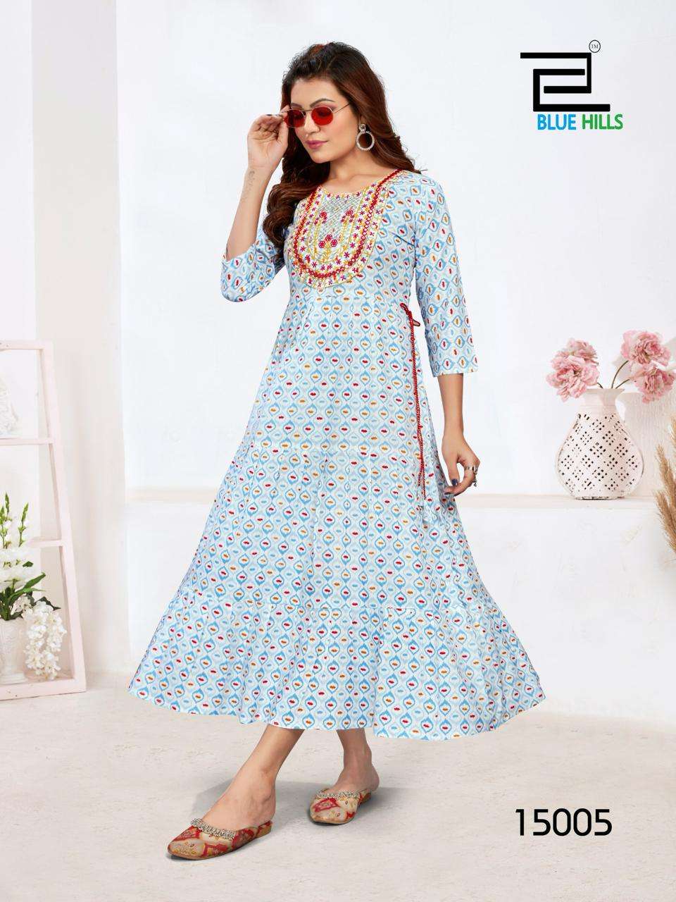 blue hills sarfaraz vol 15 rayon elegant kurti catalog