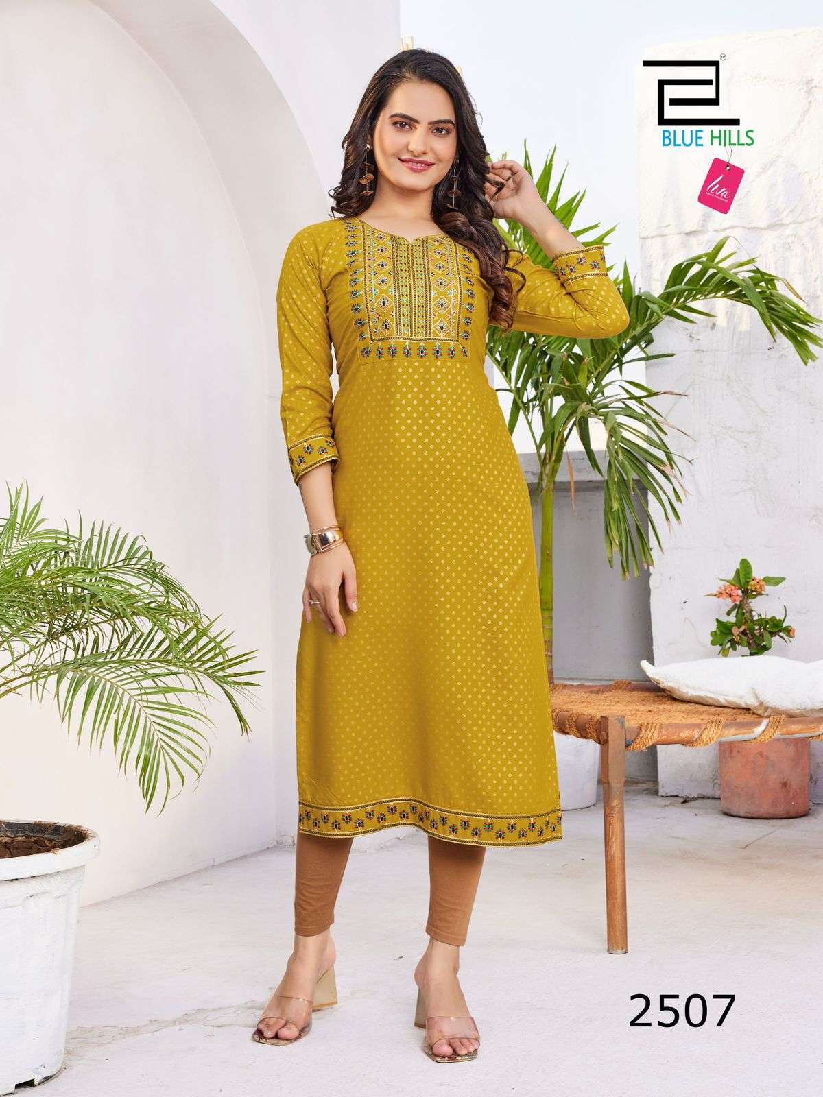 blue hills Solid Vol.25 rayon decent look kurti catalog