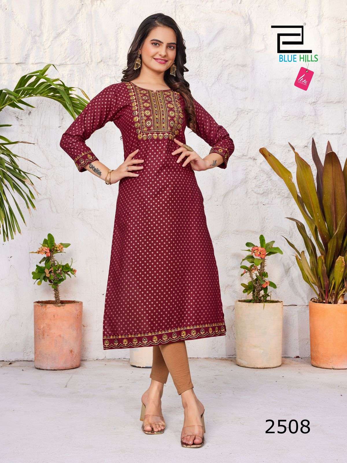 blue hills Solid Vol.25 rayon decent look kurti catalog