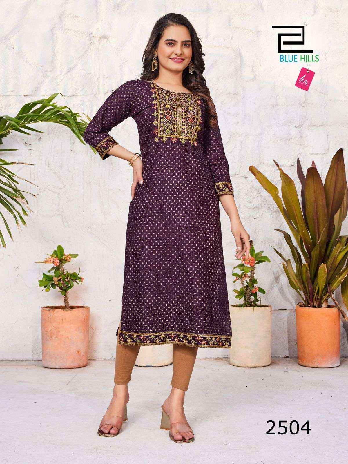 blue hills Solid Vol.25 rayon decent look kurti catalog