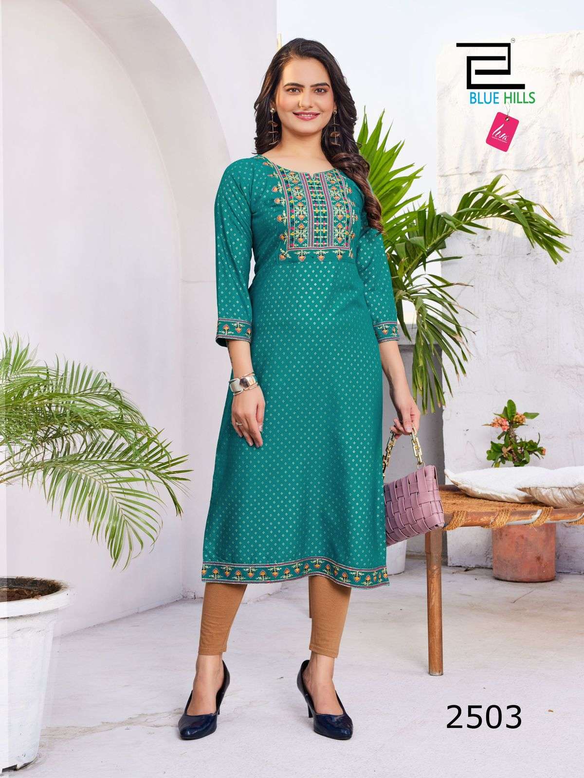 blue hills Solid Vol.25 rayon decent look kurti catalog