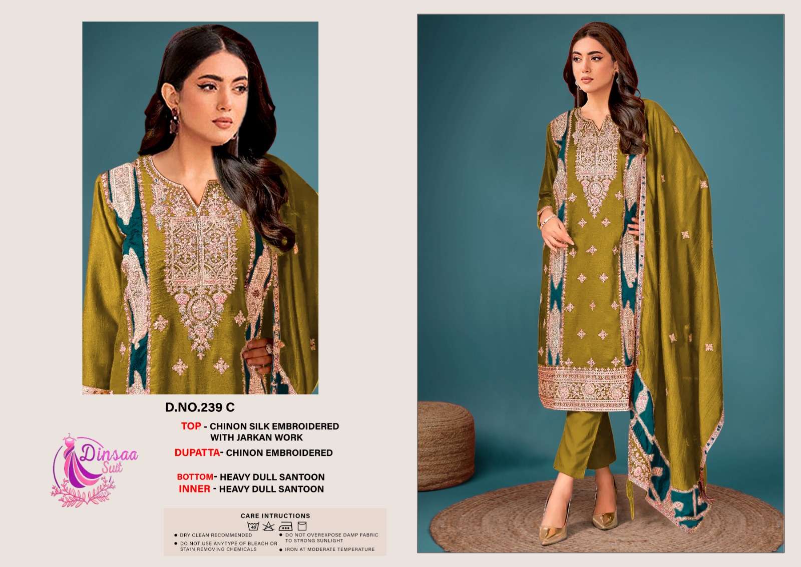 dinsaa suit d s no 239 chinnin silk regal  look salwar suit catalog