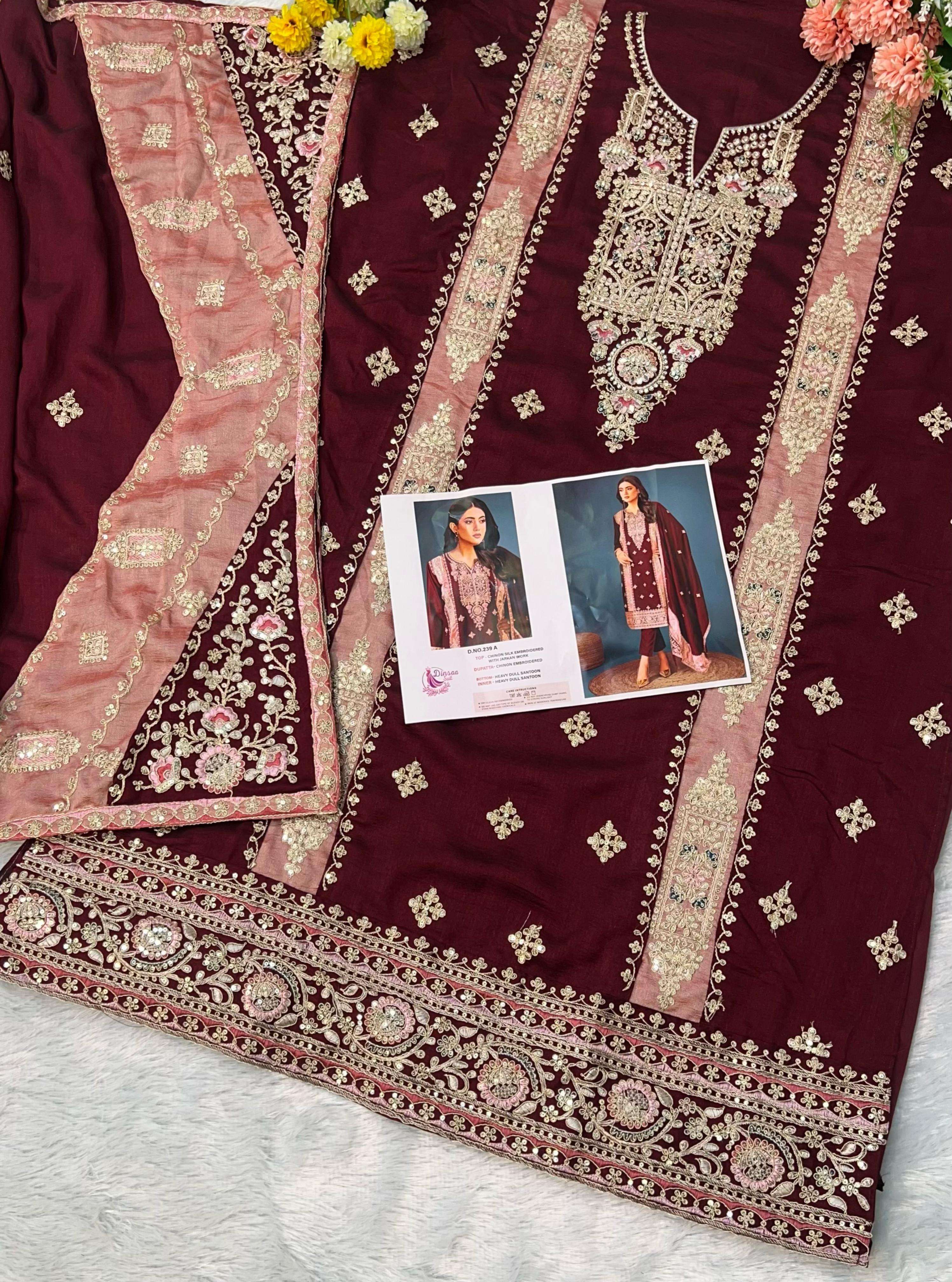 dinsaa suit d s no 239 chinnin silk regal  look salwar suit catalog