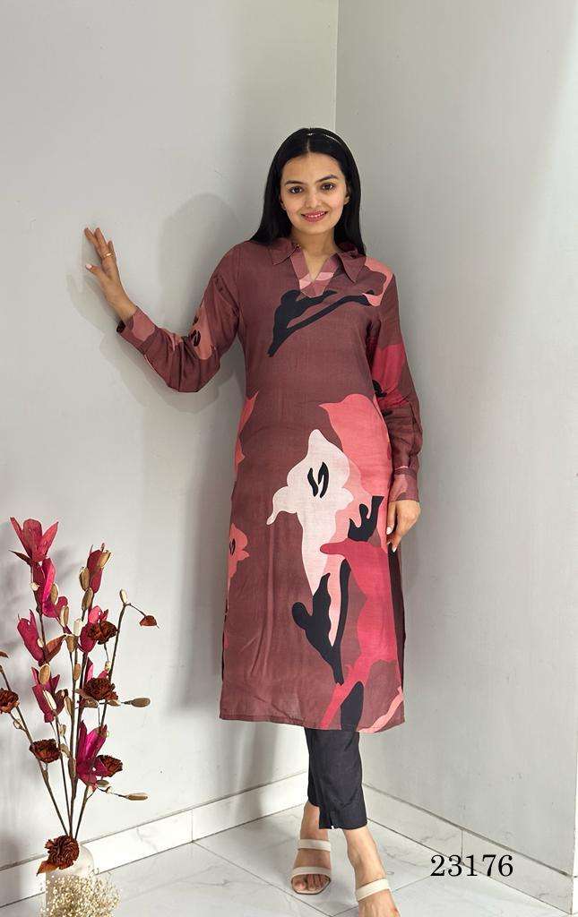 indira d no 23176 muslin viscose attrective look kurti size set