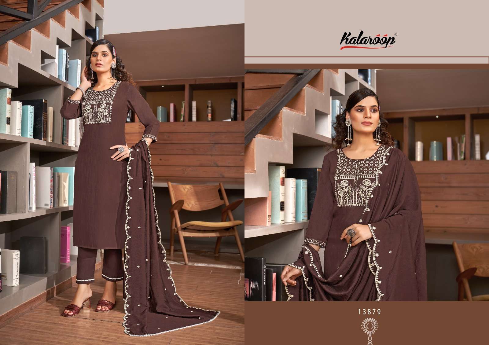 kalaroop by kajree blossom rayon decent embroidery look top bottm with dupatta catalog