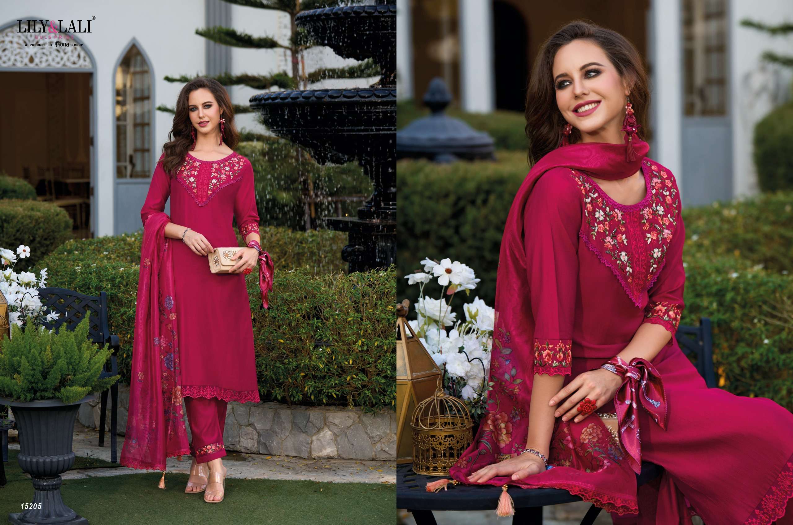 lily and lali malvika viscose look kurti  pant with dupatta catalog