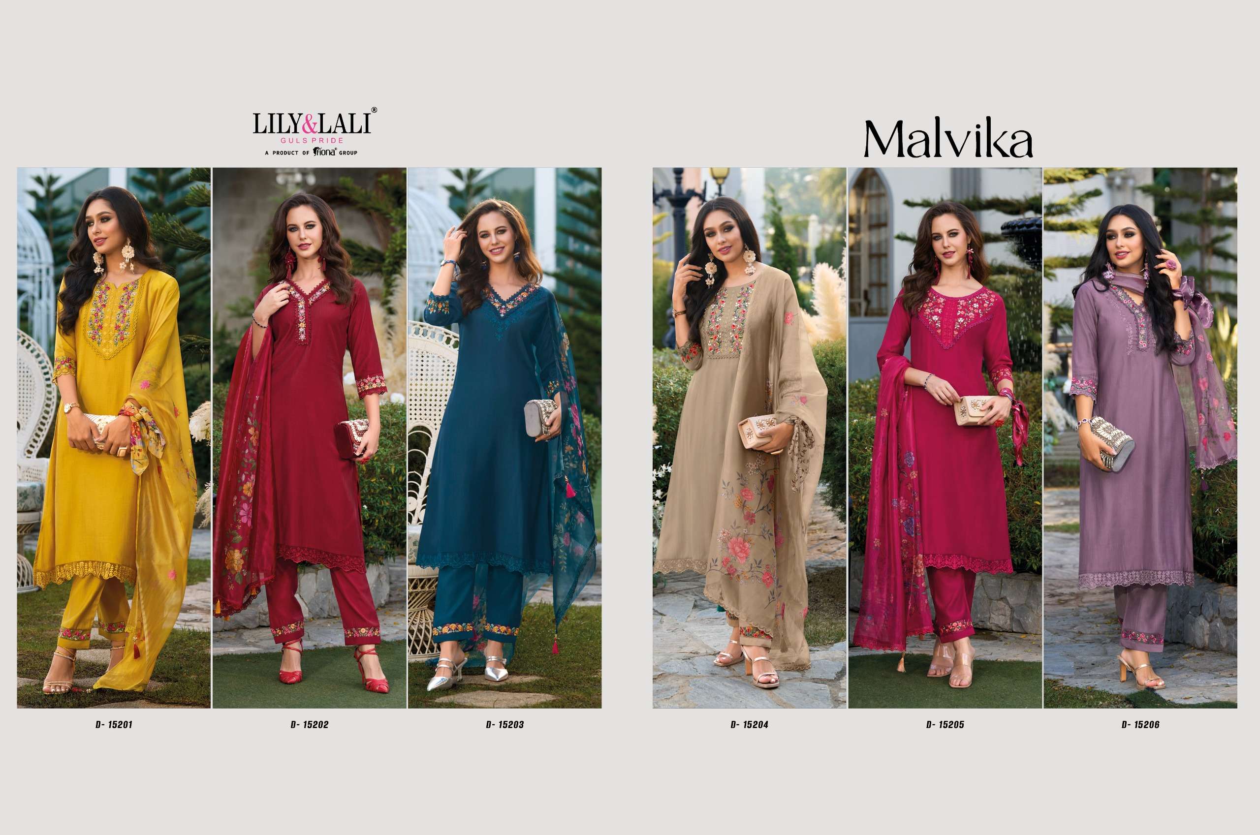 lily and lali malvika viscose look kurti  pant with dupatta catalog