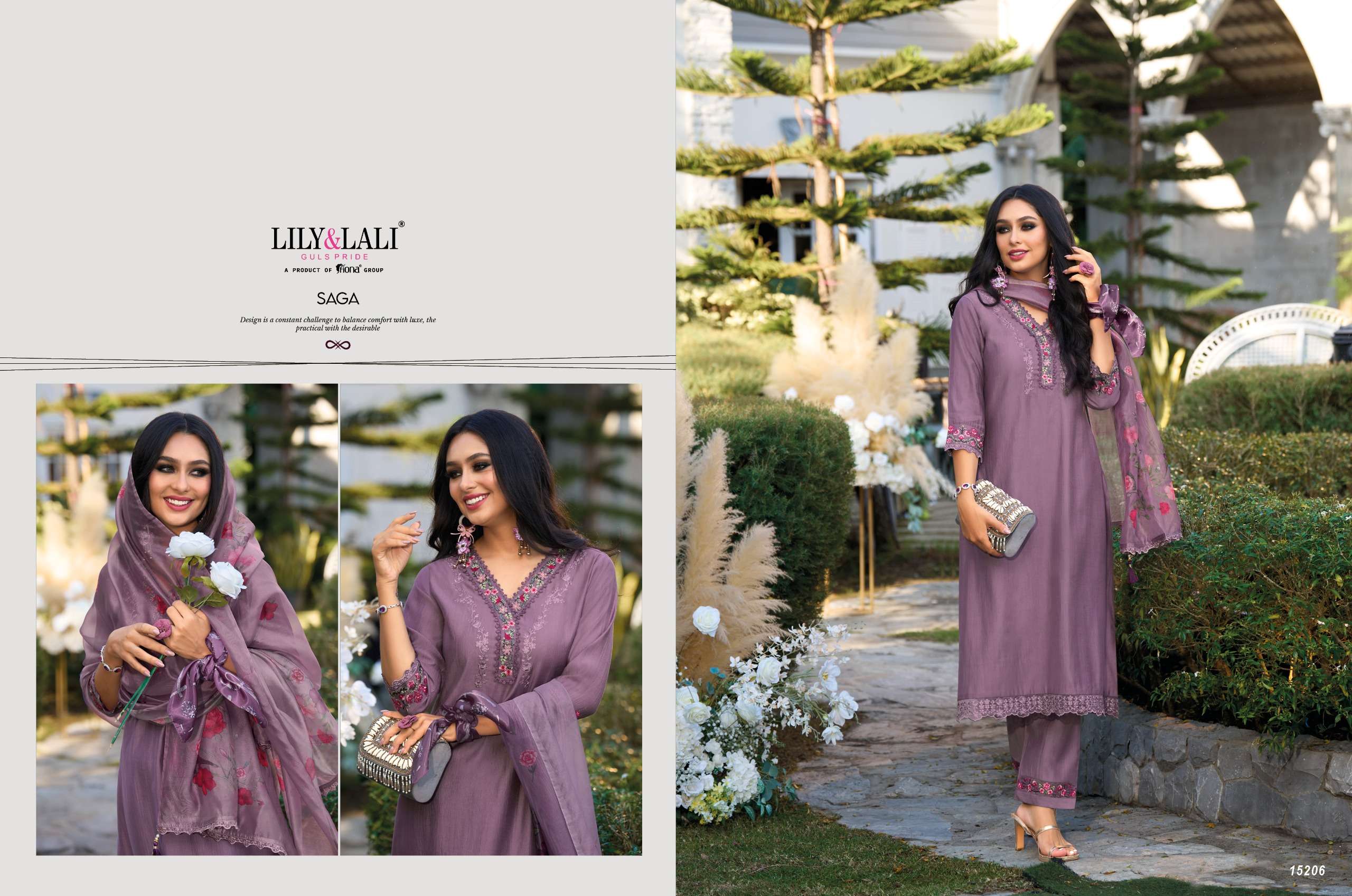 lily and lali malvika viscose look kurti  pant with dupatta catalog