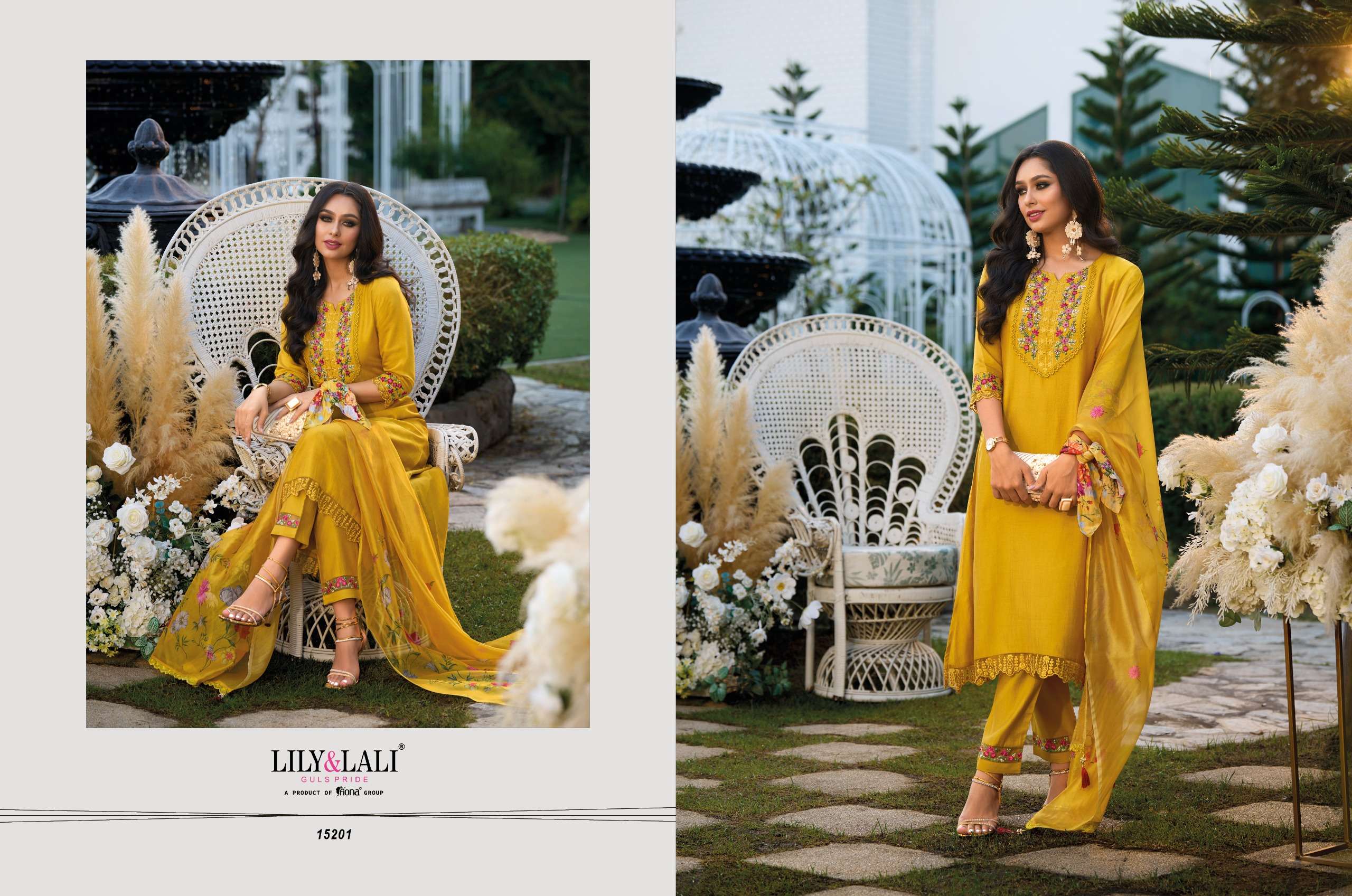 lily and lali malvika viscose look kurti  pant with dupatta catalog