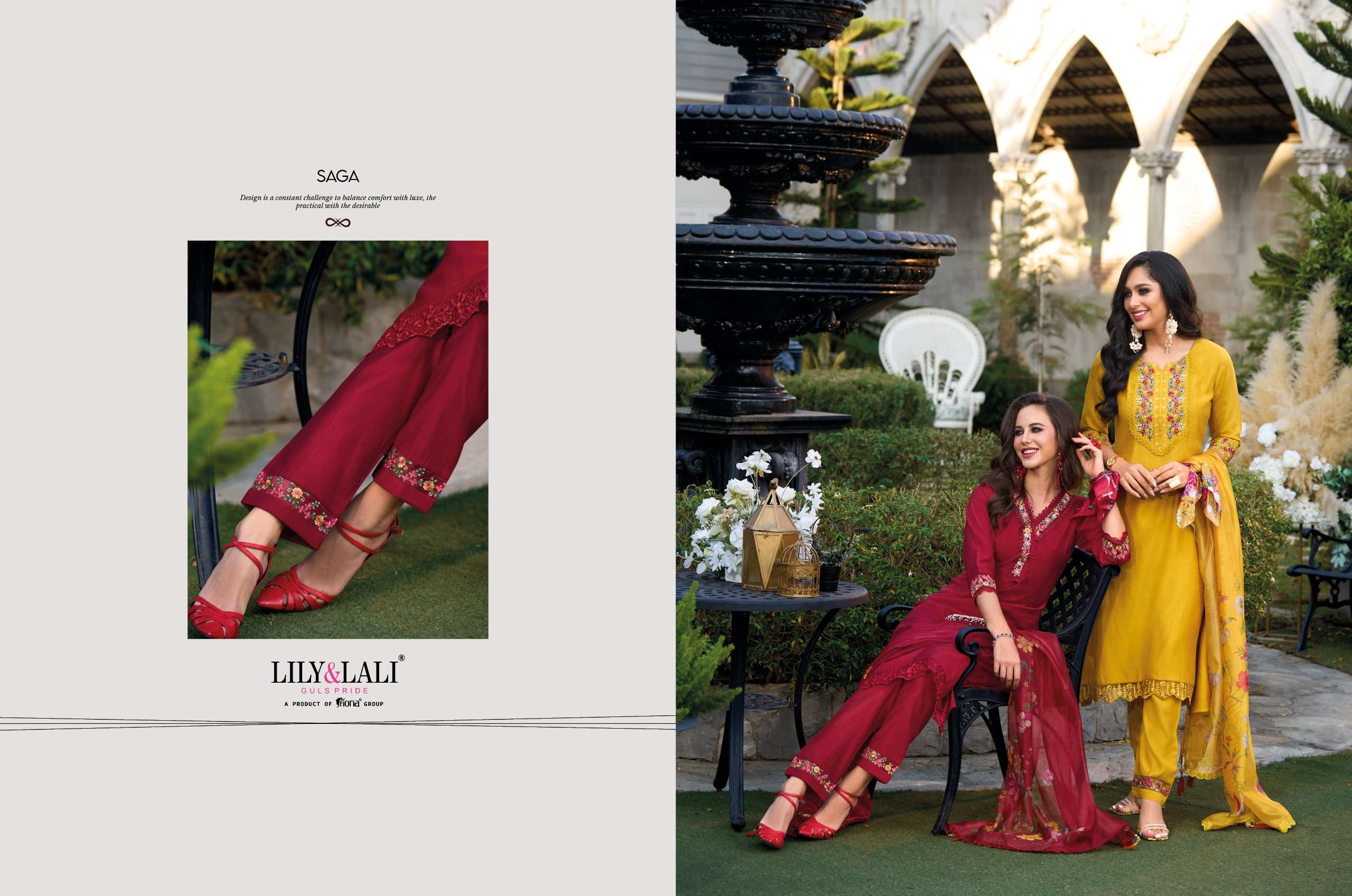 lily and lali malvika viscose look kurti  pant with dupatta catalog