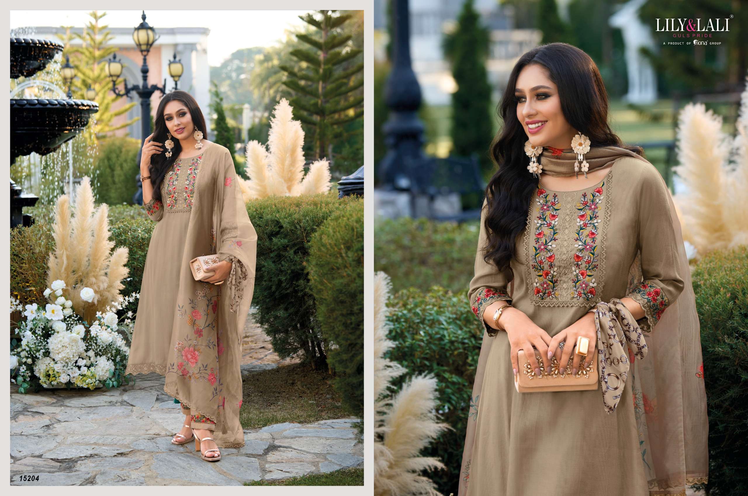 lily and lali malvika viscose look kurti  pant with dupatta catalog