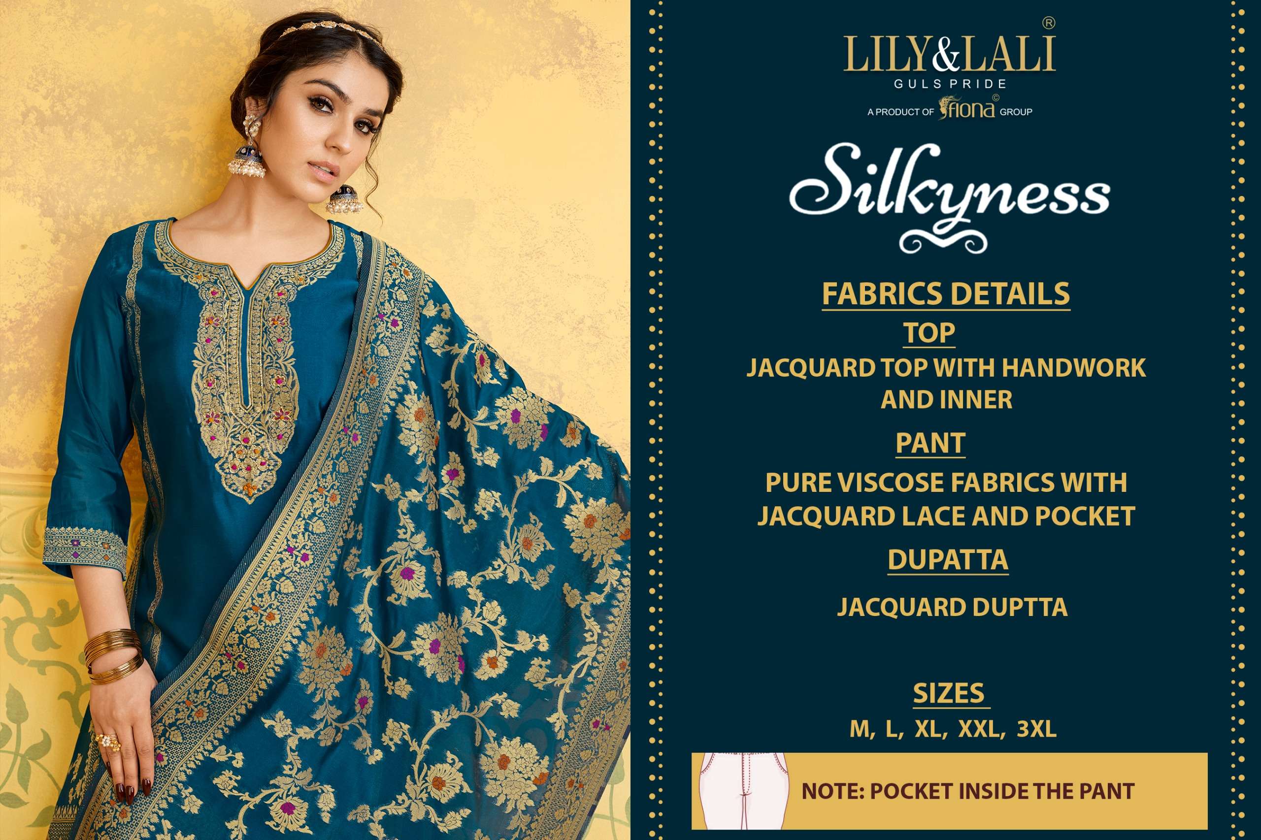 lily and lali silkyness jaquard viscose innovative look kurti  pant with dupatta catalog